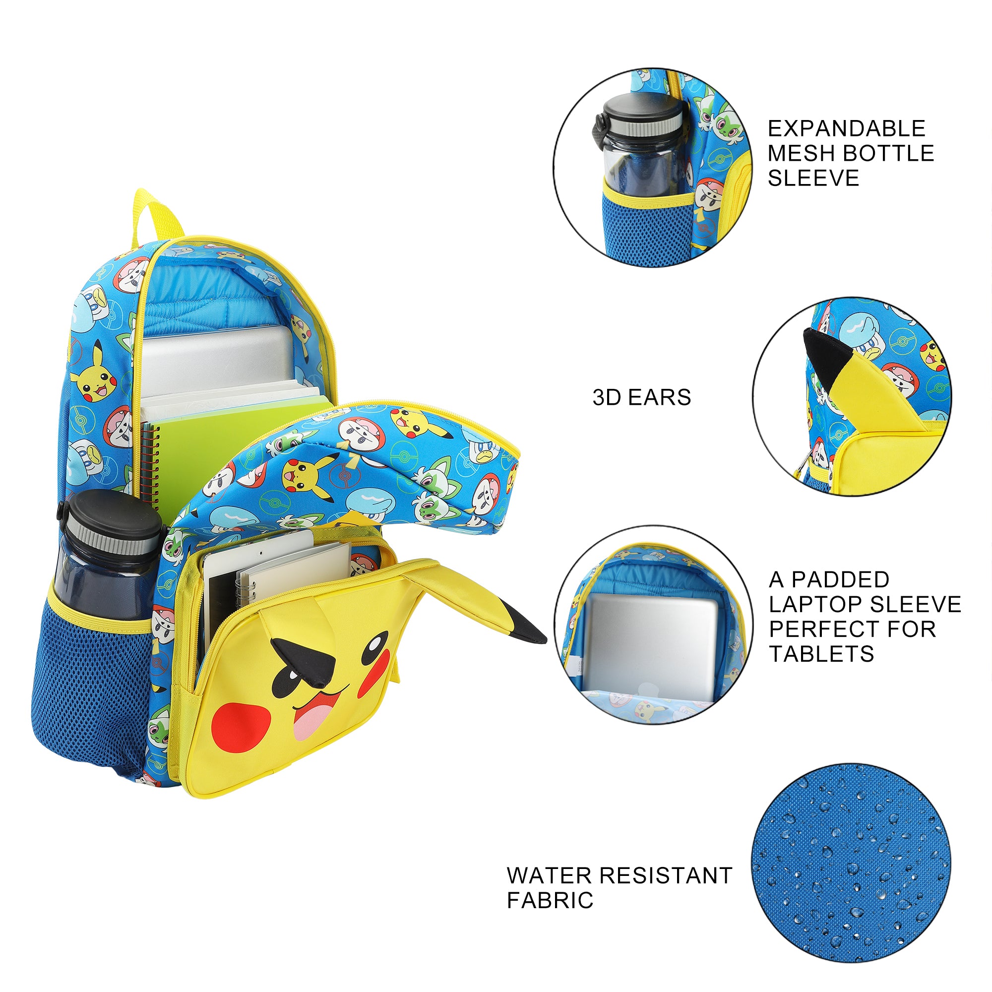 Pokemon Pikachu 2-Piece 16” Kids Backpack & Lunch Box Set For School And Travel