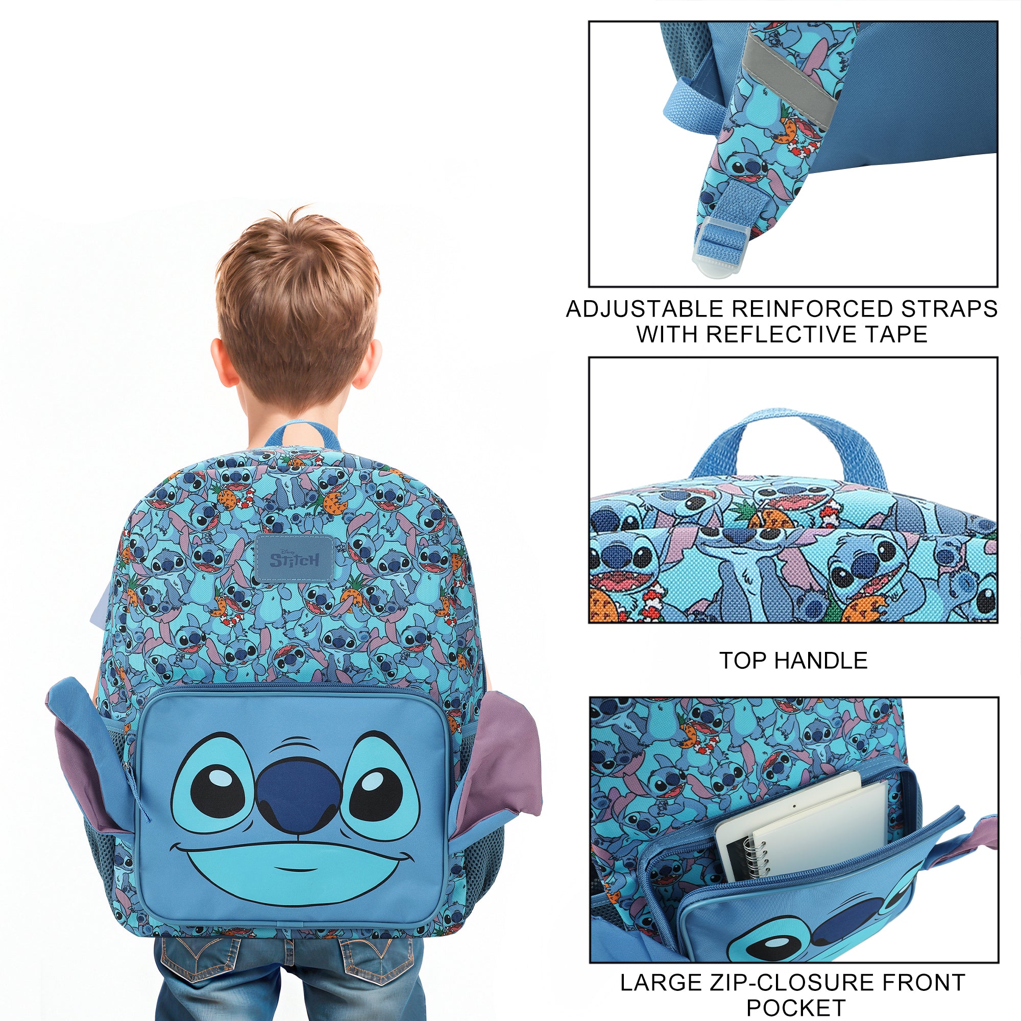 Disney Stitch Character Print 16" Backpack & Lunch Kit Value Set