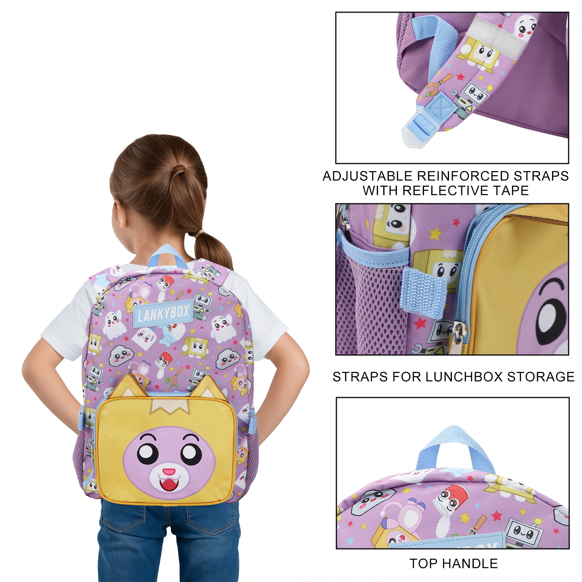 Lanky Box 2-Piece 16” Backpack & Lunch Box Set For School And Travel