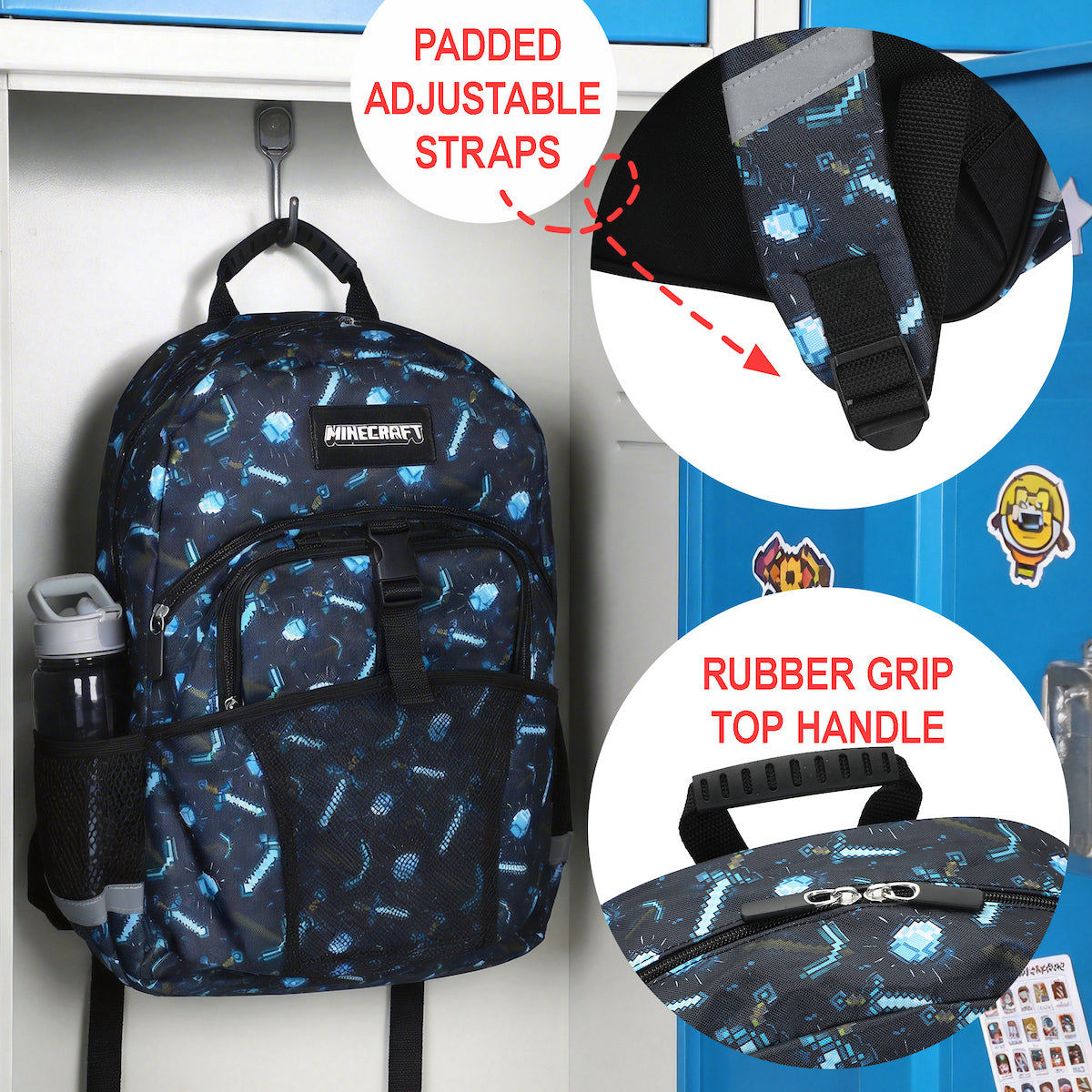 Minecraft 2-Piece 16" Kids Backpack & Lunch Box Set For School And Travel