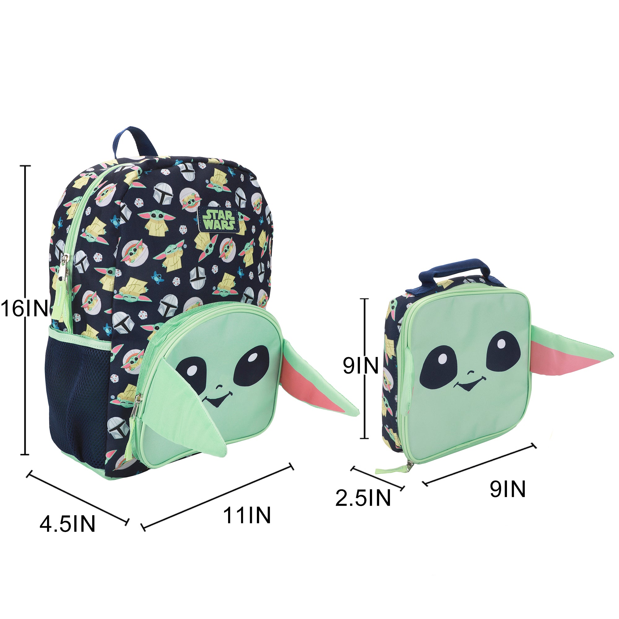 The Mandalorian Grogu 16" Novelty Backpack & Lunch Box Set For School And Travel