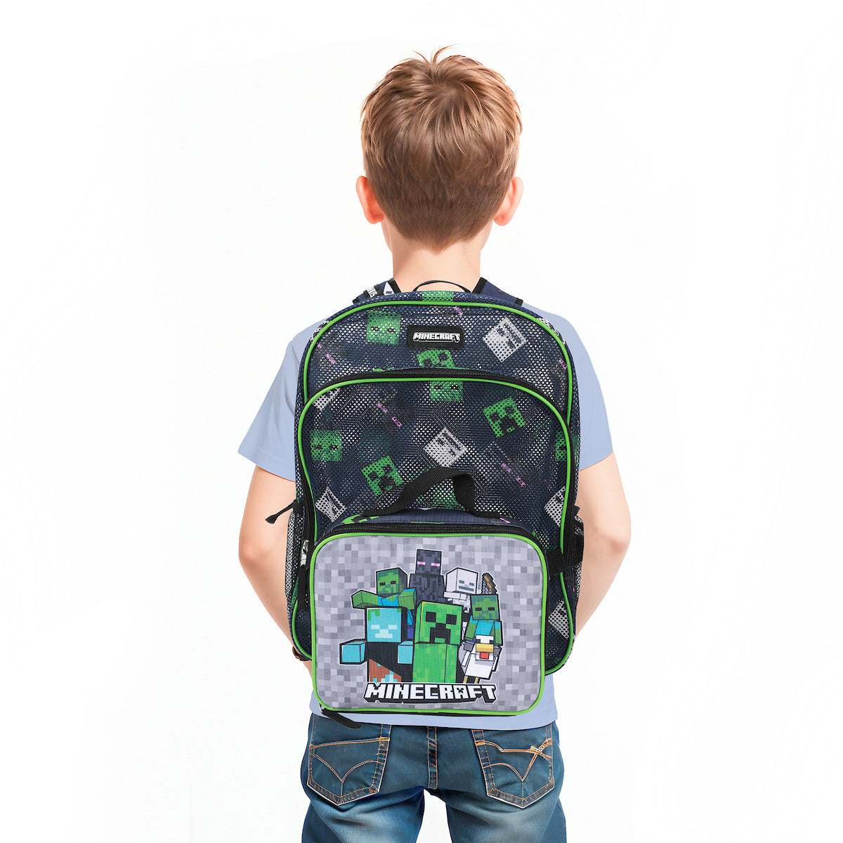 Minecraft Franchise Creepers 2-Piece 16" Kids Backpack & Lunch Box Set For School And Travel