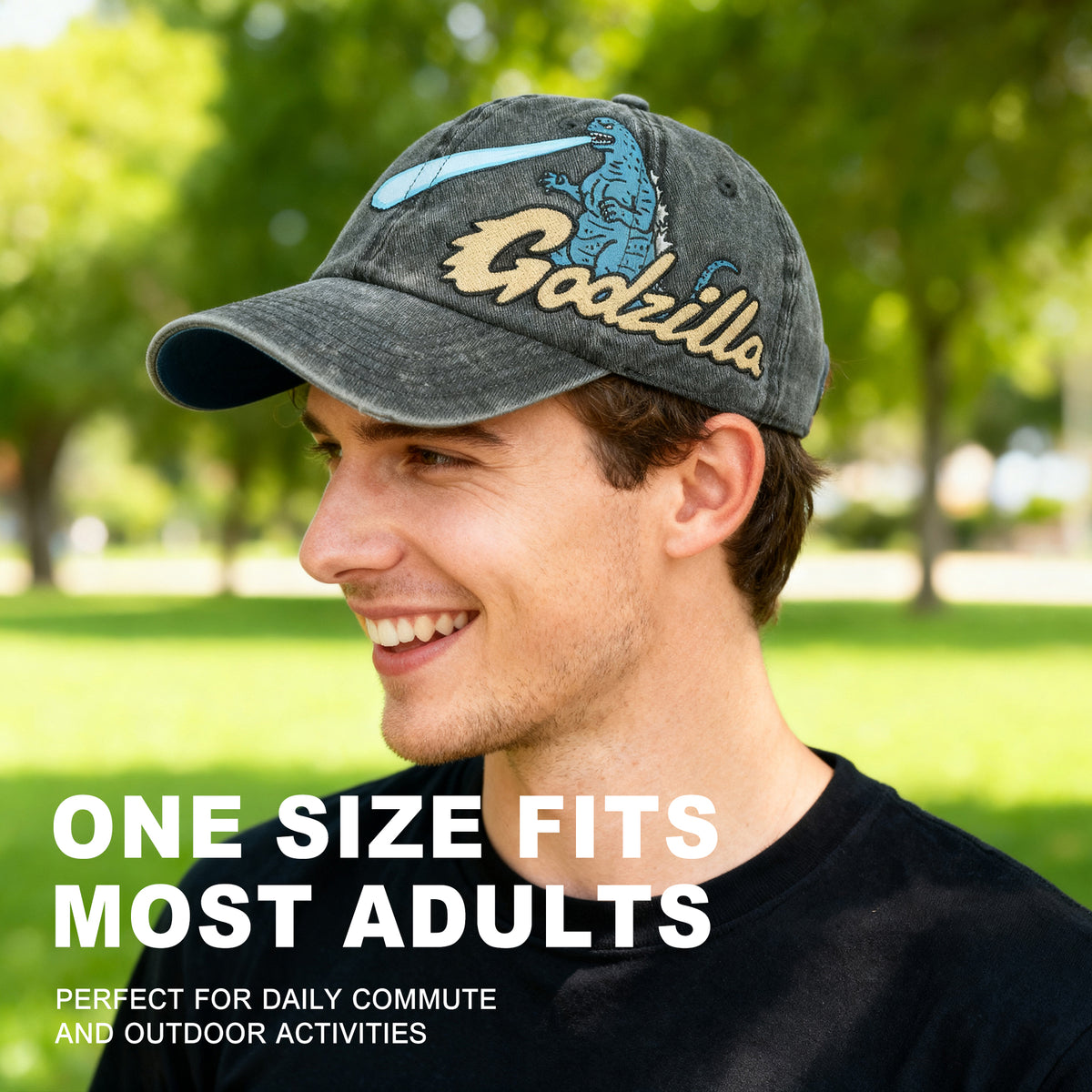 Godzilla Embroidered Pigment Dyed Adjustable Dad Hat
