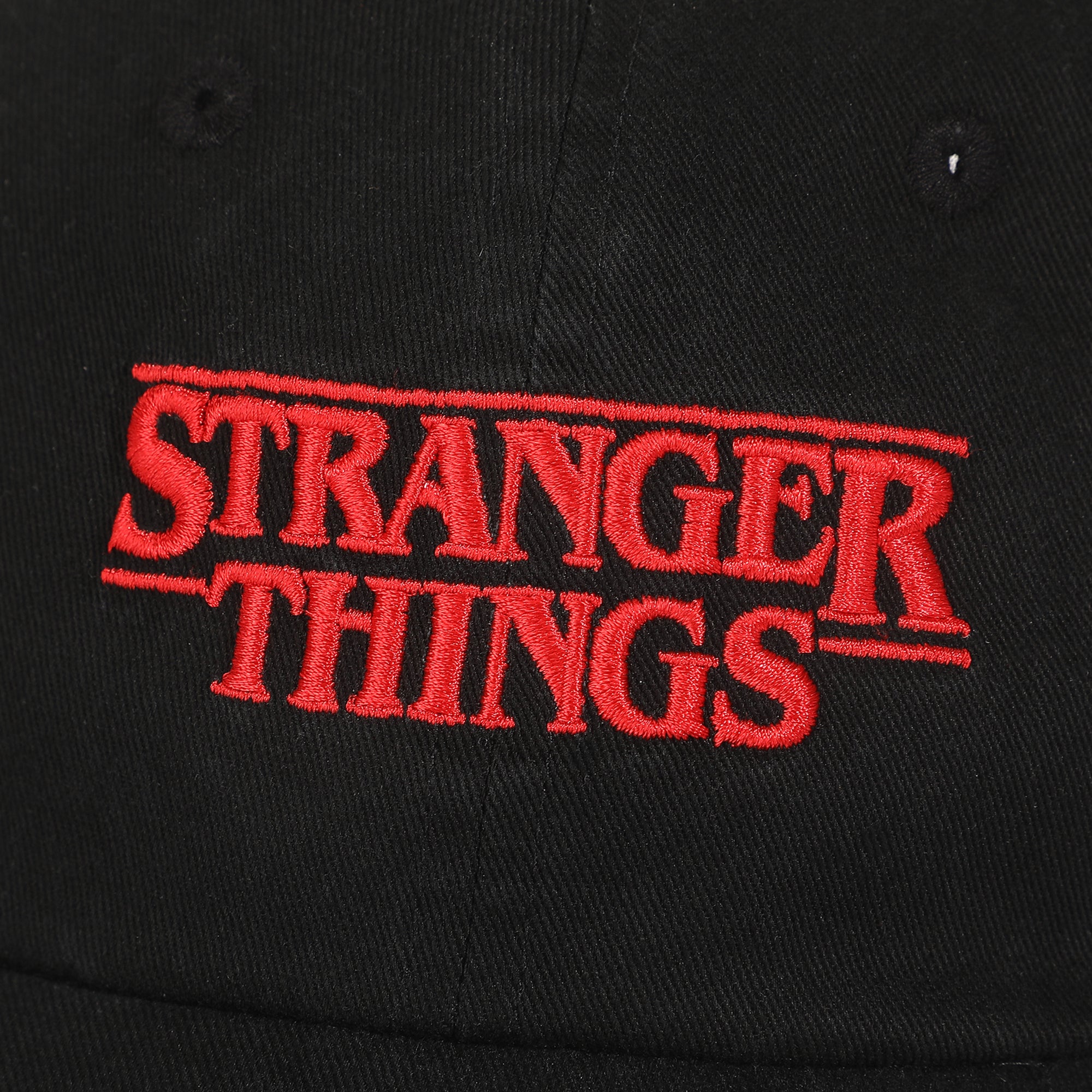 Stranger Things Logo Black Unstructured Baseball Cap