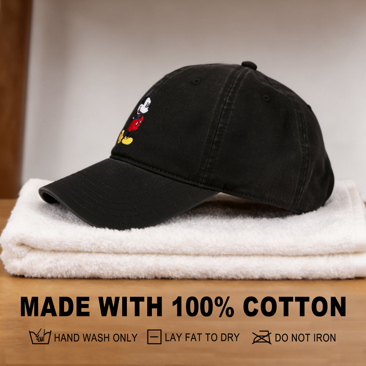 Disney Mickey Mouse Character Art Black Unstructured Baseball Cap