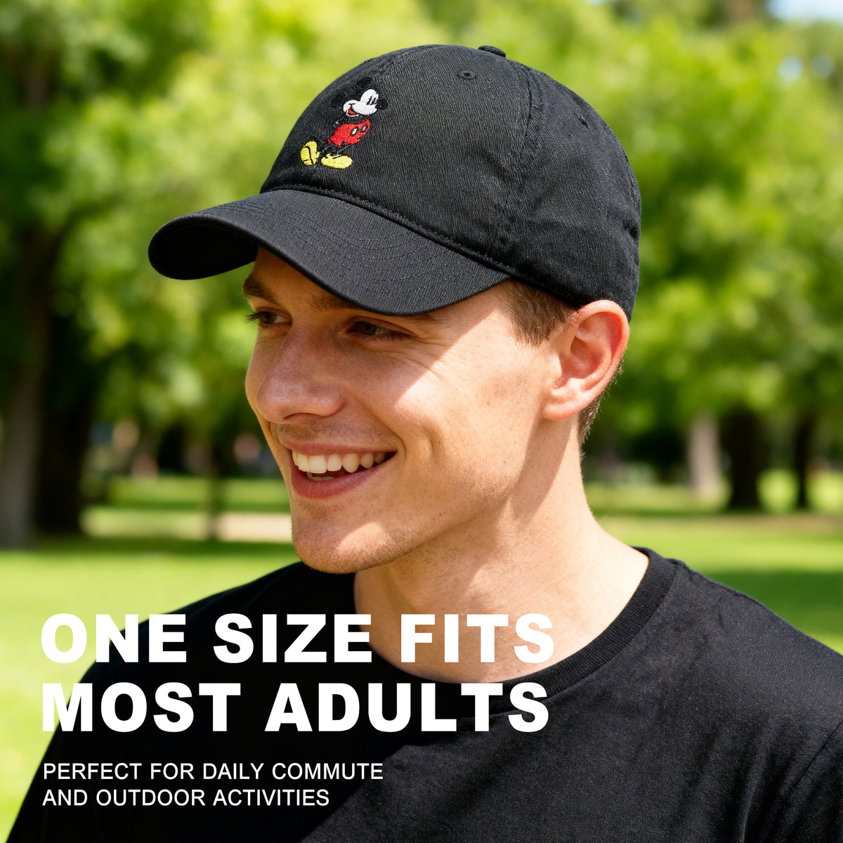 Disney Mickey Mouse Character Art Black Unstructured Baseball Cap