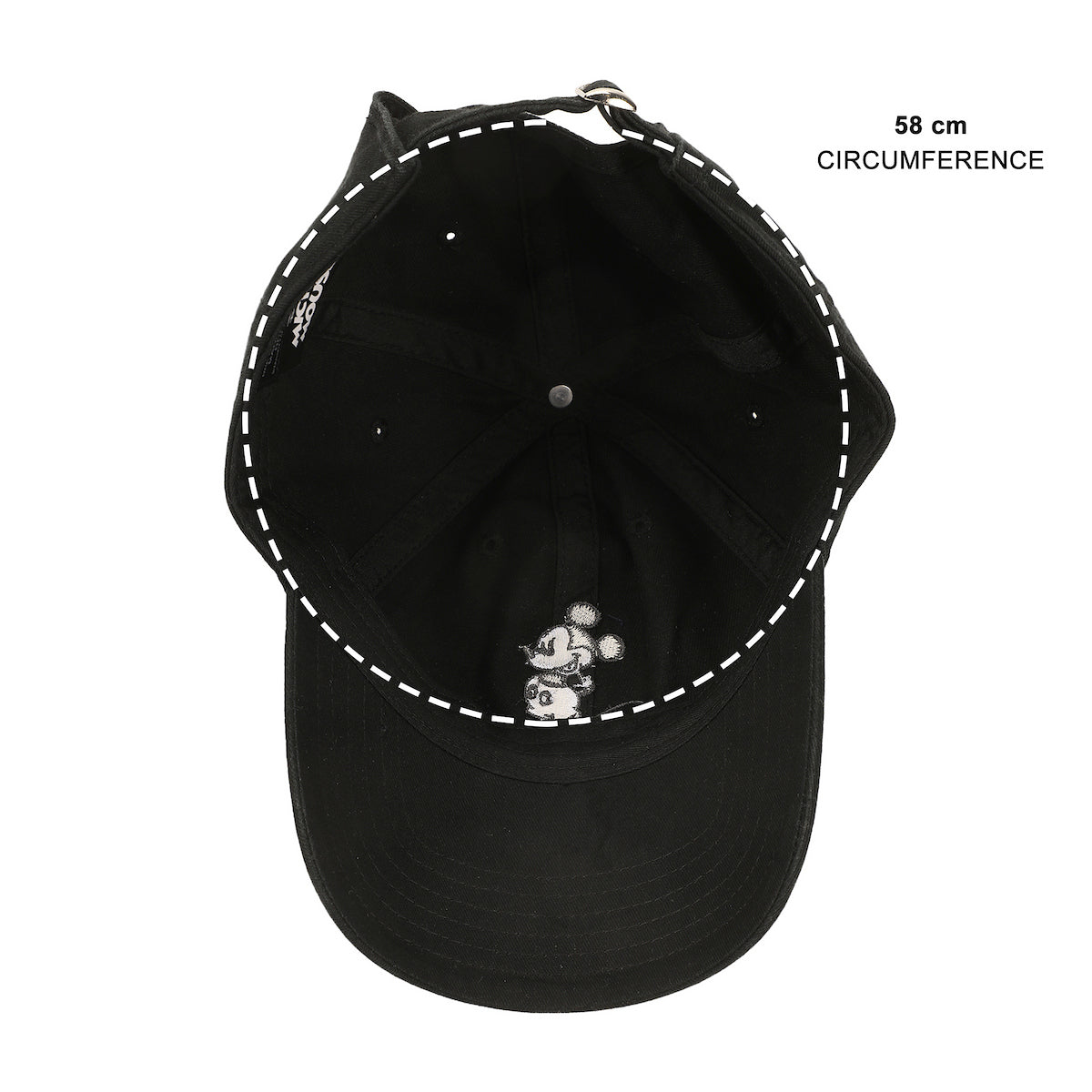 Disney Mickey Mouse Black & White Character Art Black Unstructured Baseball Cap