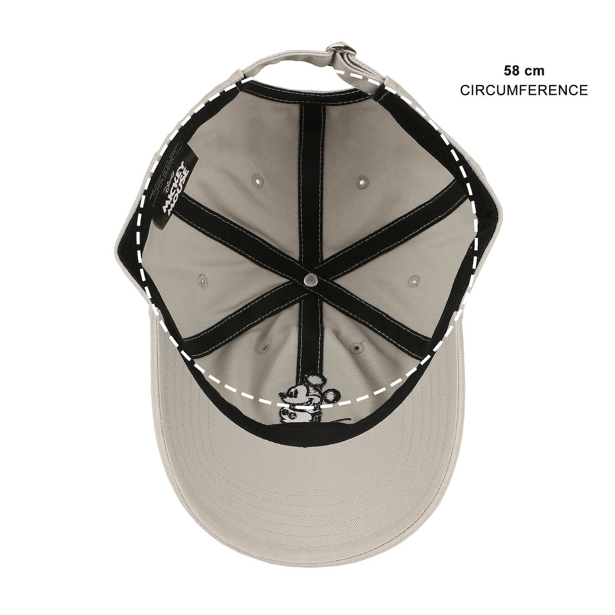 Disney Mickey Mouse Black & White Character Art Gray Unstructured Baseball Cap