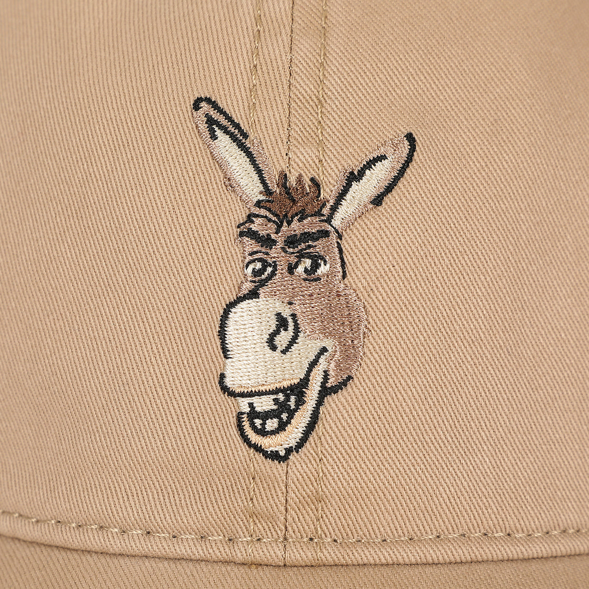 Shrek Embroidered Donkey Face Tan Unstructured Baseball Cap