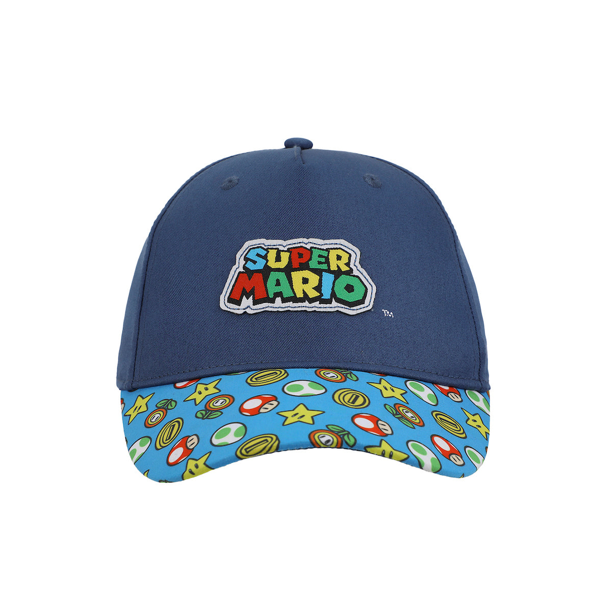Super Mario Bros Logo & Power-Ups Youth Blue Traditional Adjustable Hat