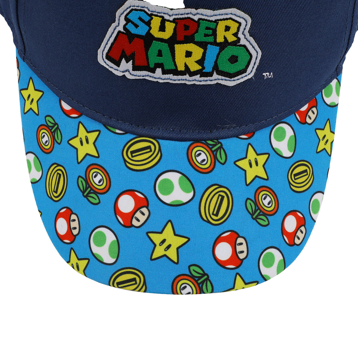 Super Mario Bros Logo & Power-Ups Youth Blue Traditional Adjustable Hat