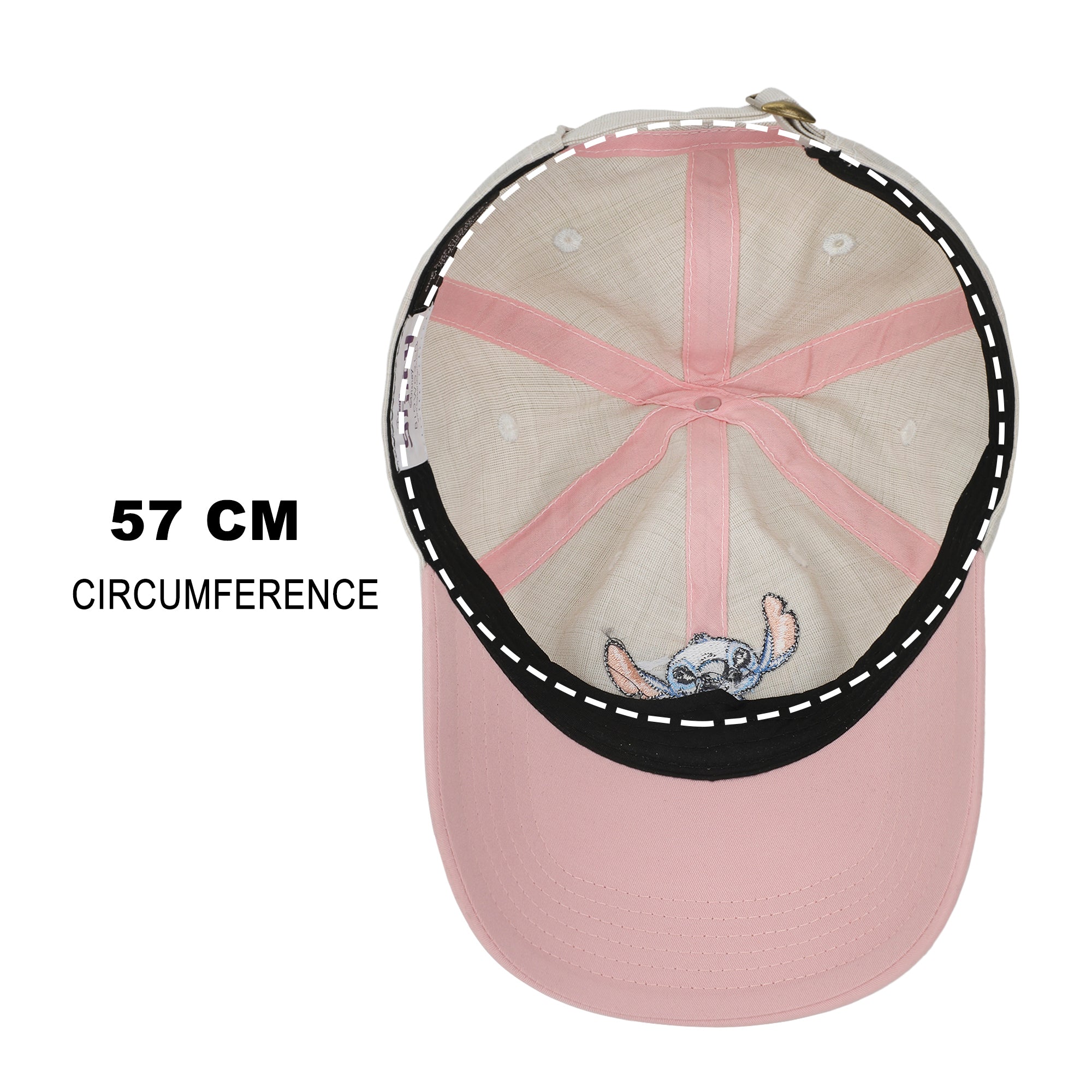 Disney Stitch Embroidered Character & Flowers Women's White & Pink Unstructured Baseball Cap