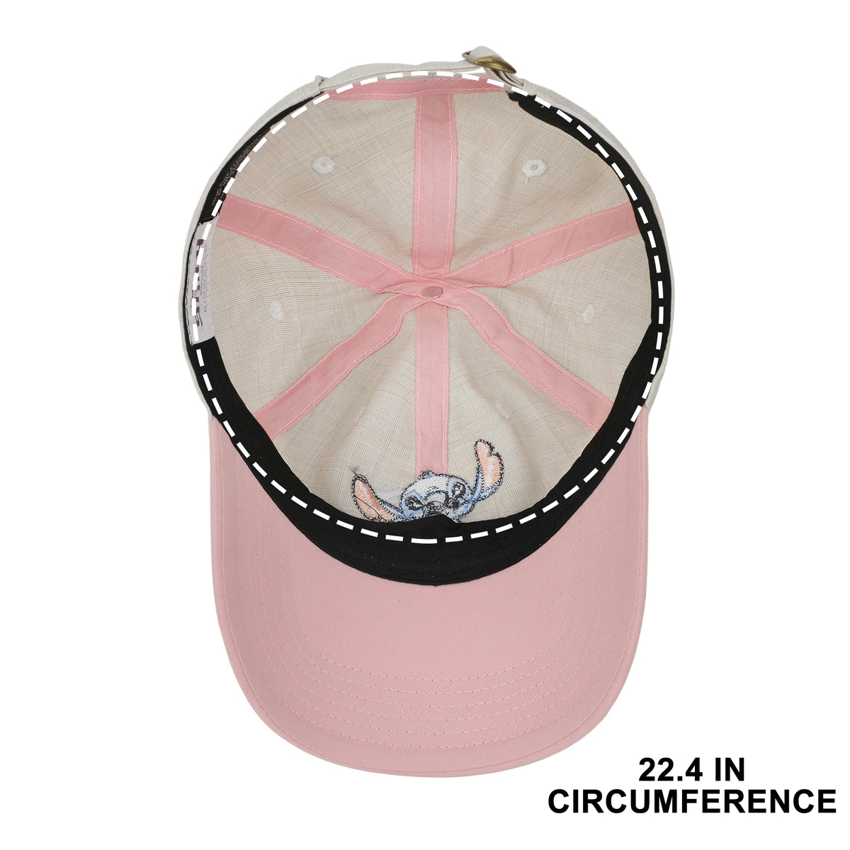 Disney Stitch Embroidered Character & Flowers Women's White & Pink Unstructured Baseball Cap