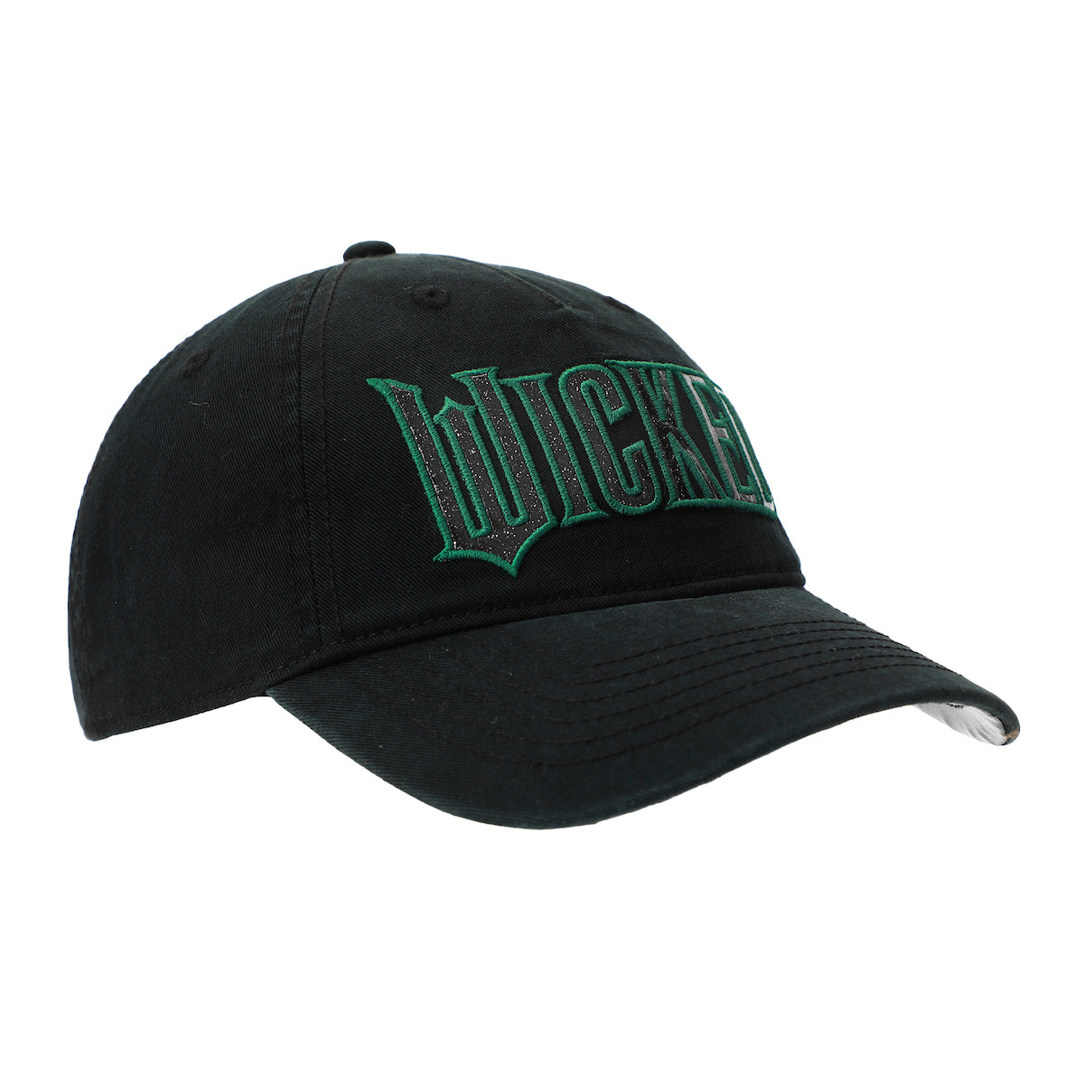 Wicked Glitter Print Logo Women's Black Unstructured Baseball Cap