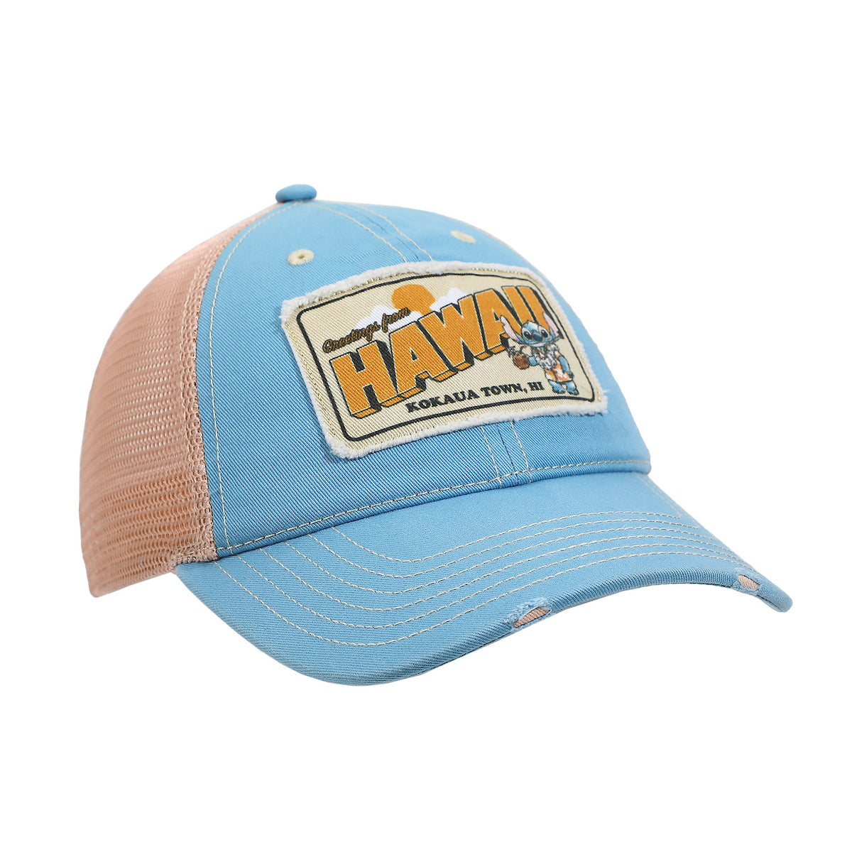 Disney Stitch Hawaii Blue & Pink Unstructured Baseball Cap