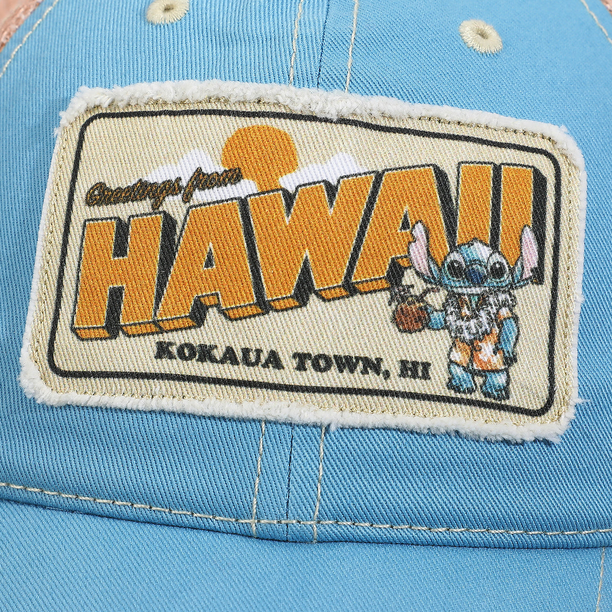 Disney Stitch Hawaii Blue & Pink Unstructured Baseball Cap