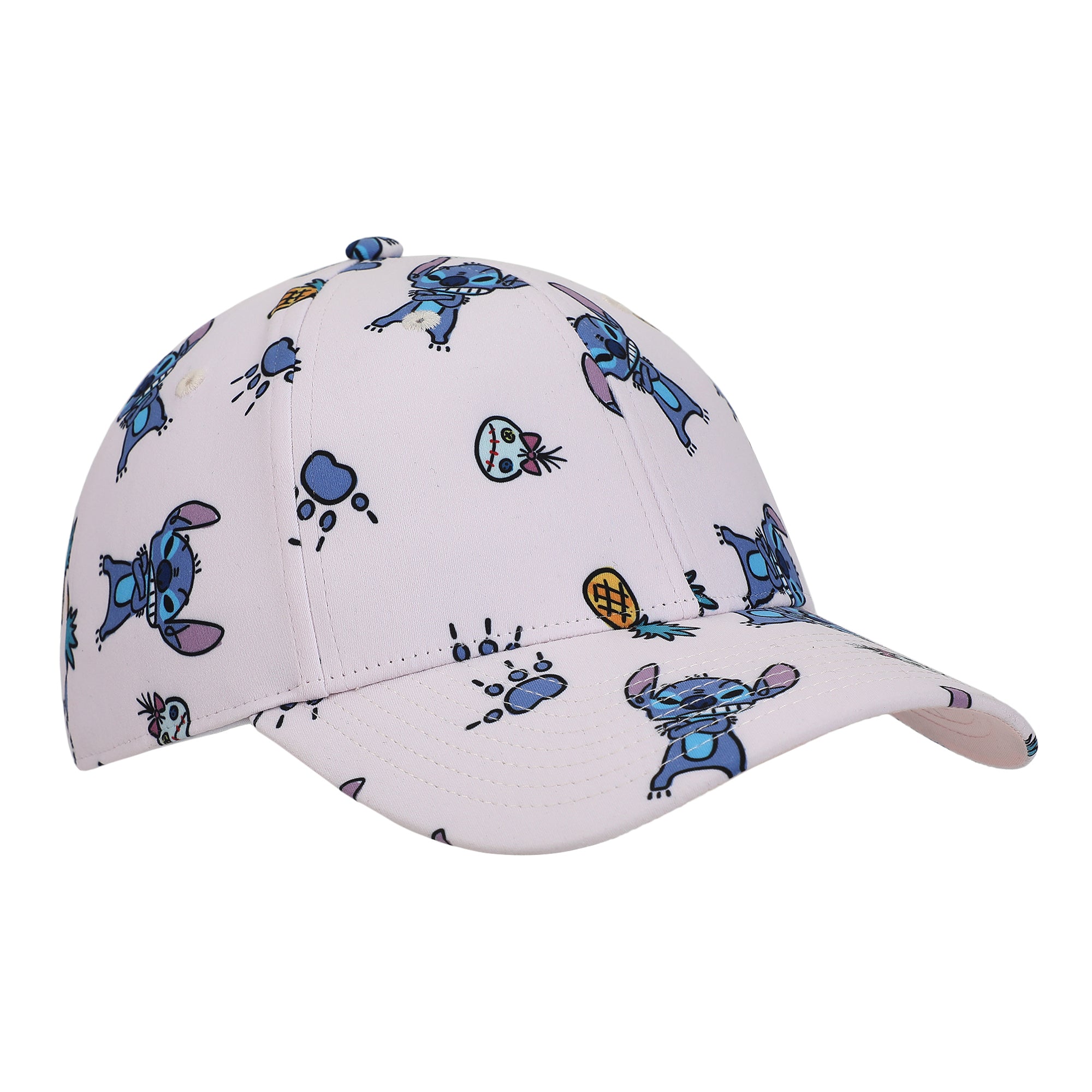 Disney Stitch Pineapples & Dolls All-Over Character Print Adult Pink Traditional Adjustable Hat