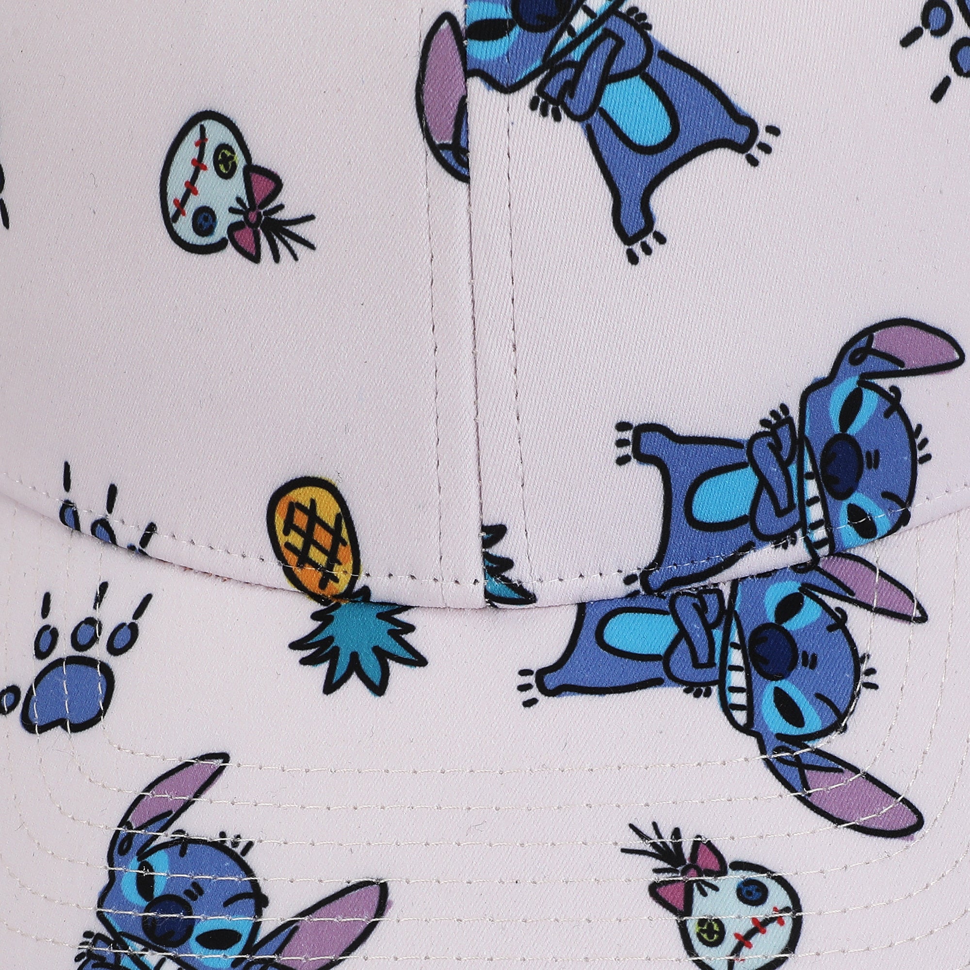 Disney Stitch Pineapples & Dolls All-Over Character Print Adult Pink Traditional Adjustable Hat