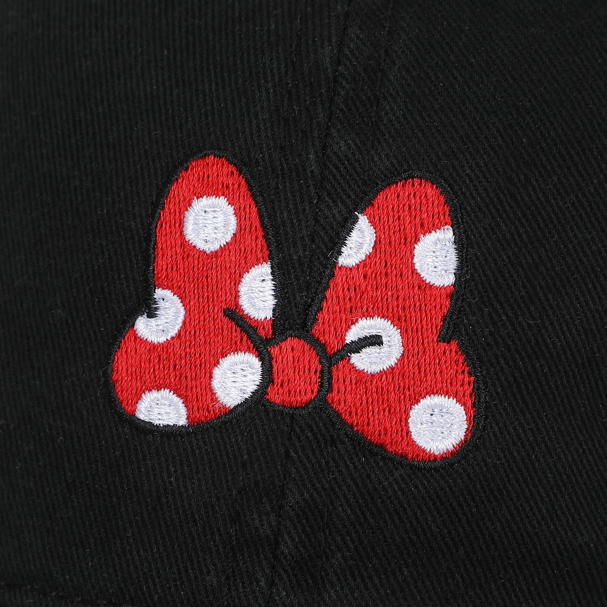 Minnie Mouse Classic Polka Dot Bow Black Washed Cotton Twill Dad Cap