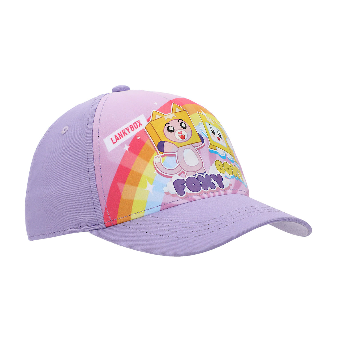 LankyBox Foxy & Boxy Rainbow Youth Purple 5 Panel Curved Brim Hat