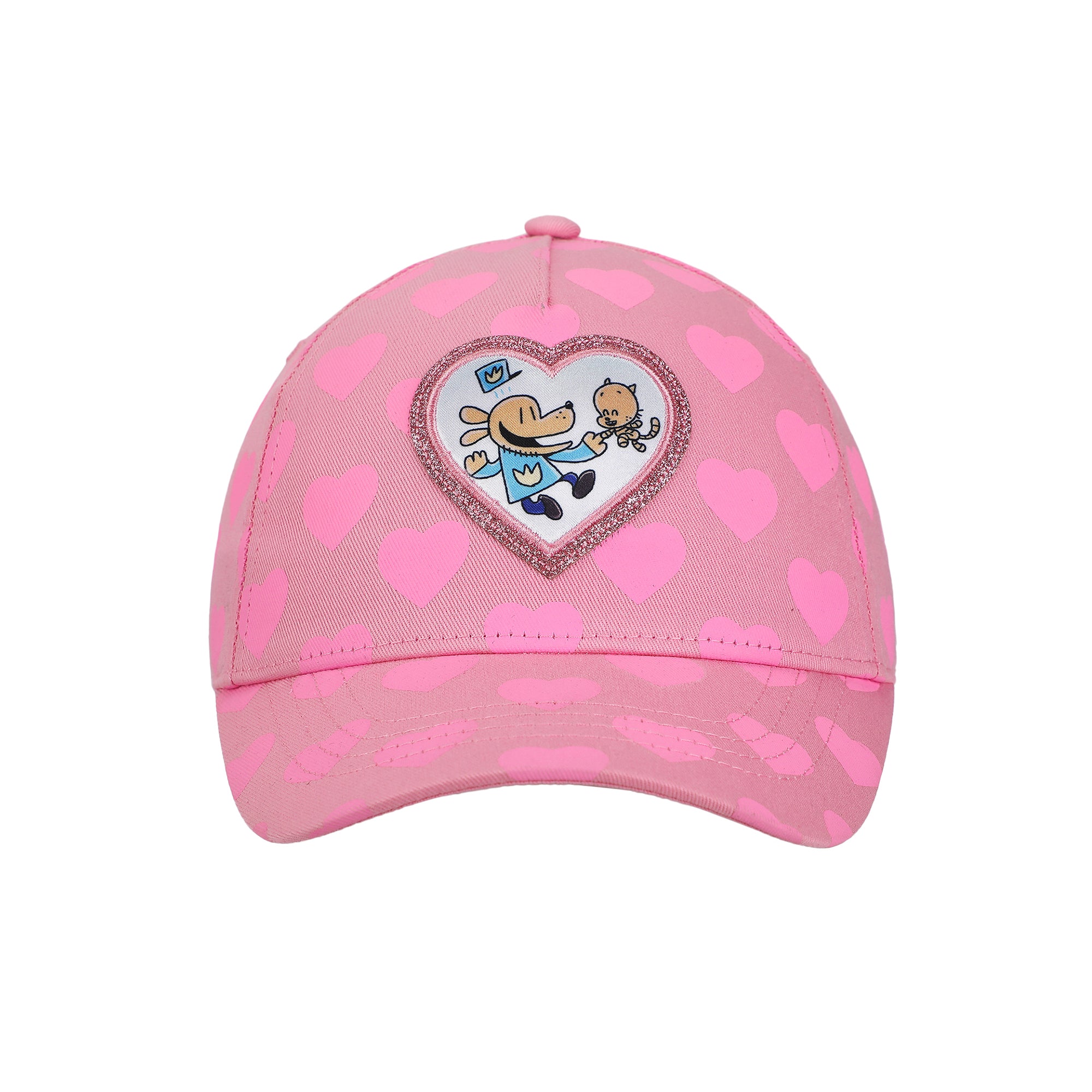 Dog Man Glitter Heart Youth Pink Traditional Adjustable Hat