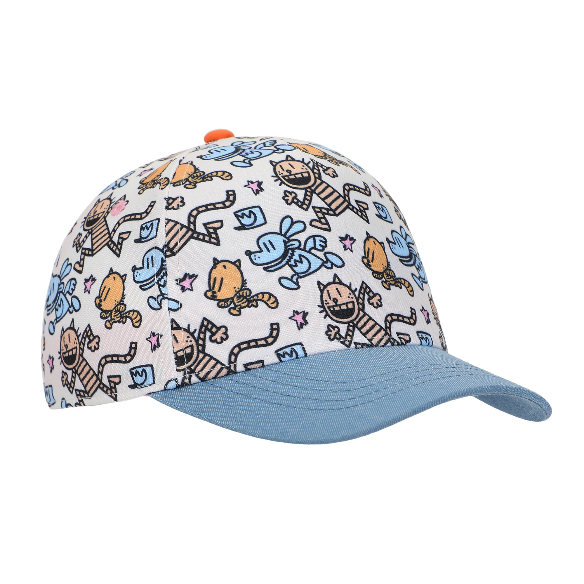 Dog Man All-Over Character Print Youth White Traditional Adjustable Hat