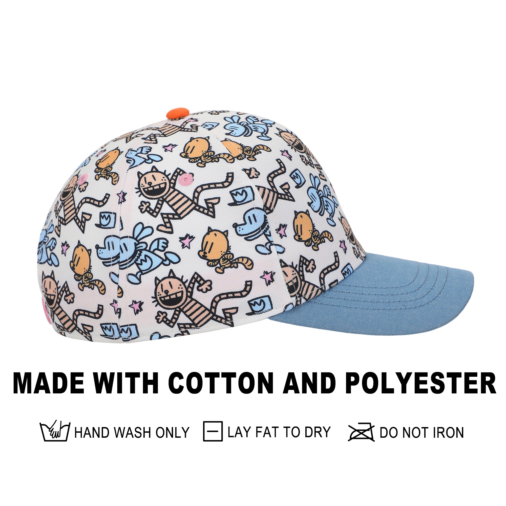 Dog Man All-Over Character Print Youth White Traditional Adjustable Hat