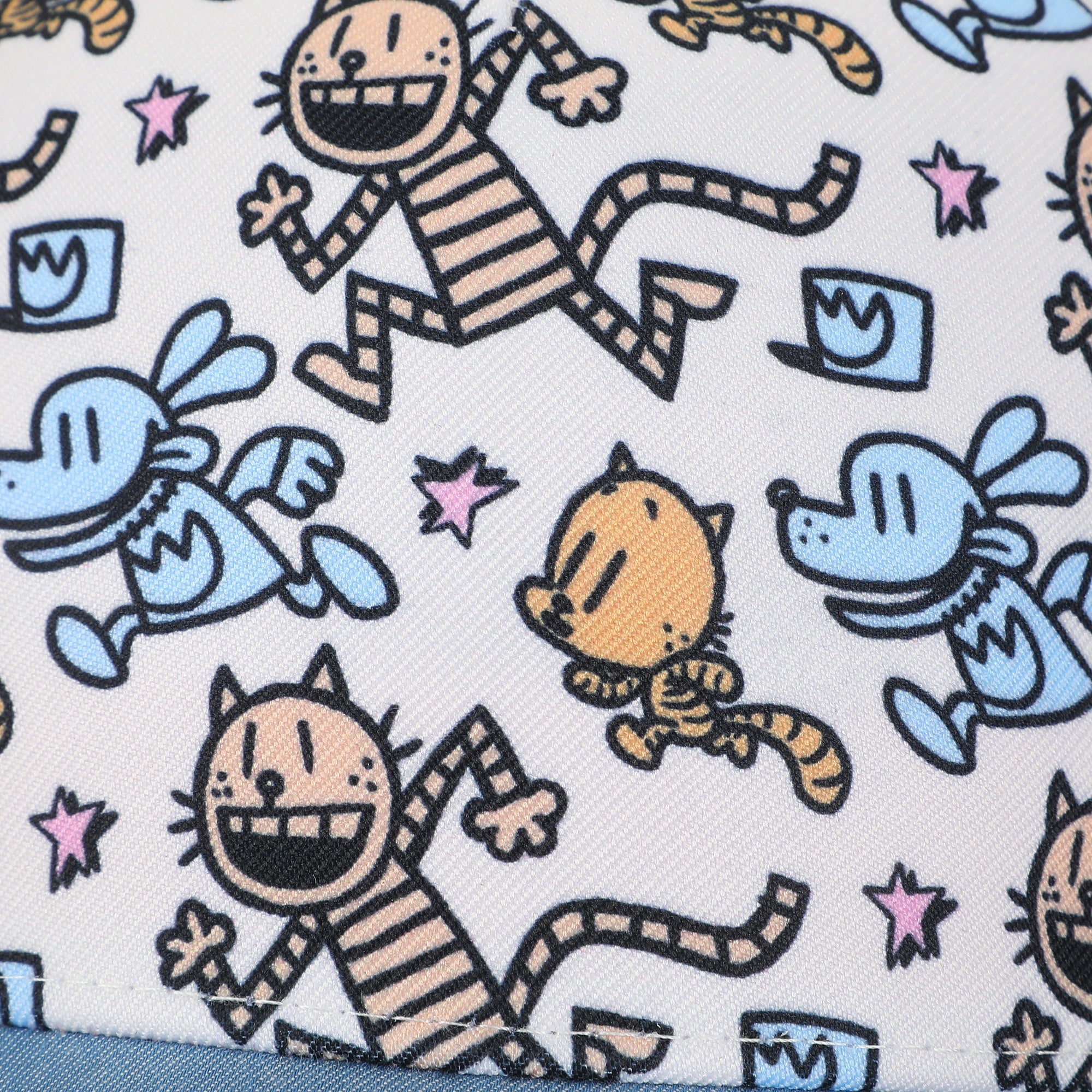 Dog Man All-Over Character Print Youth White Traditional Adjustable Hat