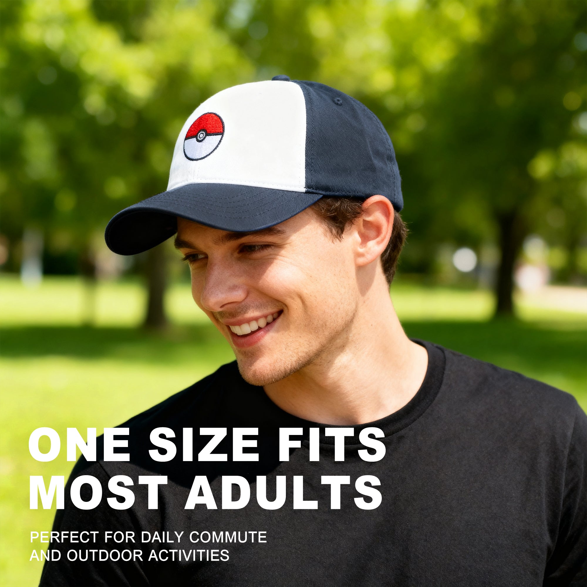 Pokemon Pokeball Embroidery Men's Baseball Navy Baseball Cap