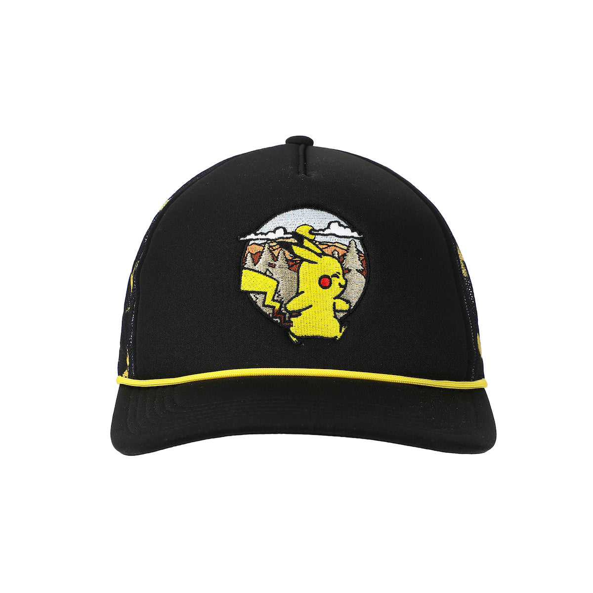 Pokemon Pikachu Thunderbolt Pattern Black Trucker Hat