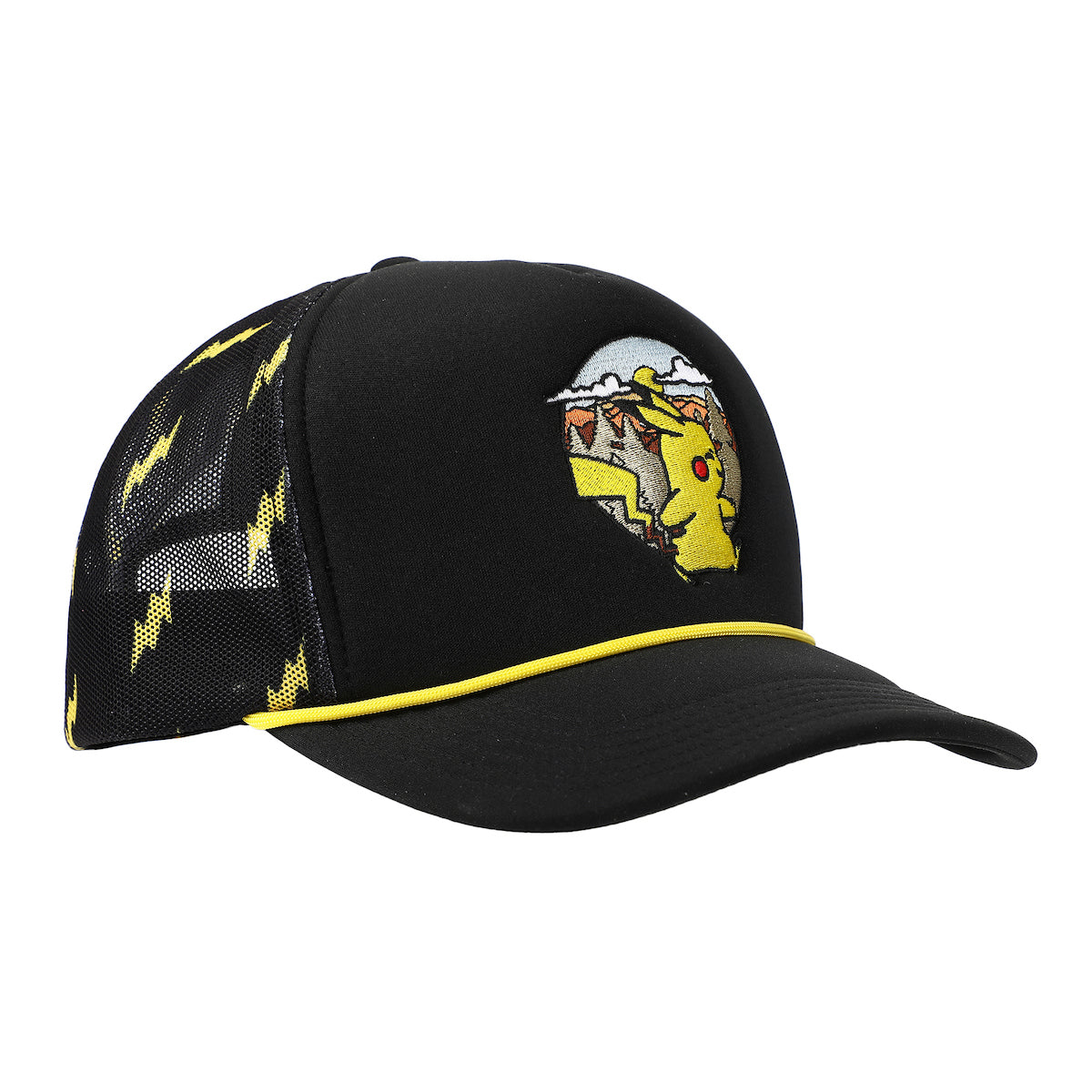 Pokemon Pikachu Thunderbolt Pattern Black Trucker Hat