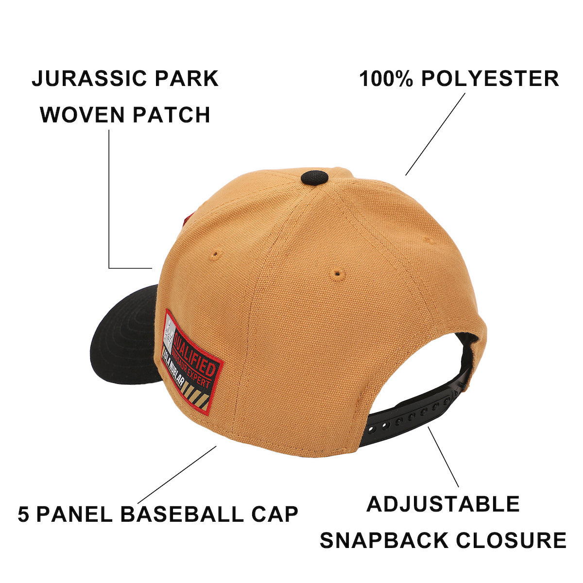 Jurassic Park Logo Woven Patch Tan Canvas B2 Ball Cap