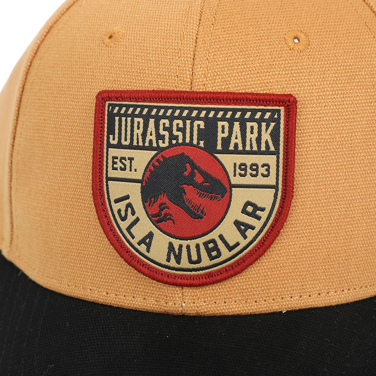 Jurassic Park Logo Woven Patch Tan Canvas B2 Ball Cap