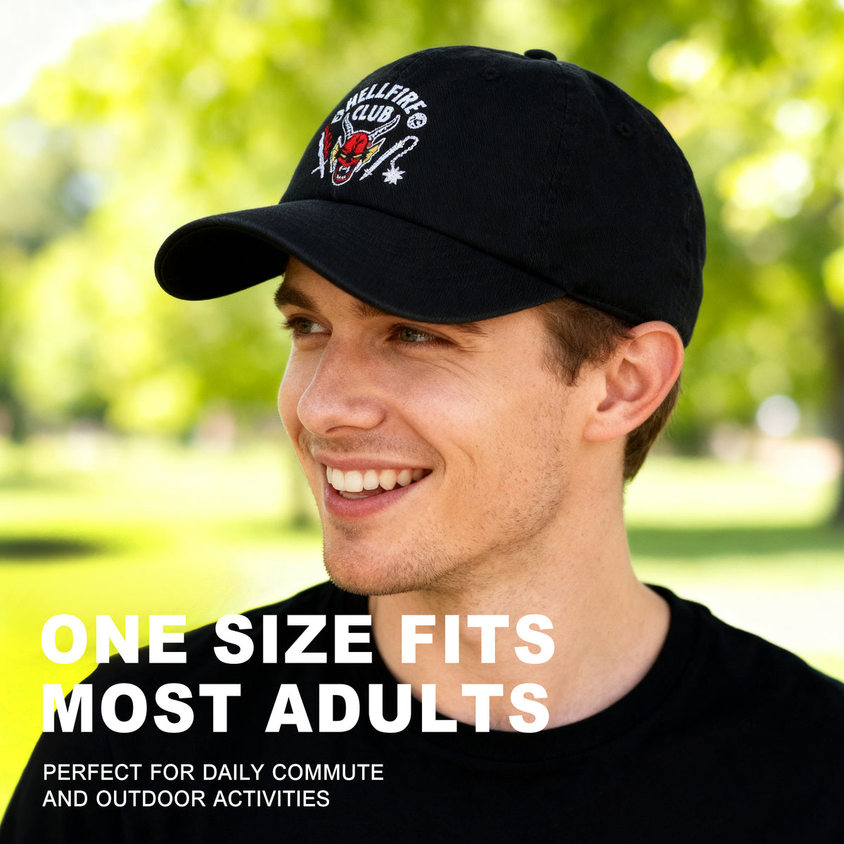 Stranger Things Hellfire Club Black Unstructured Baseball Cap