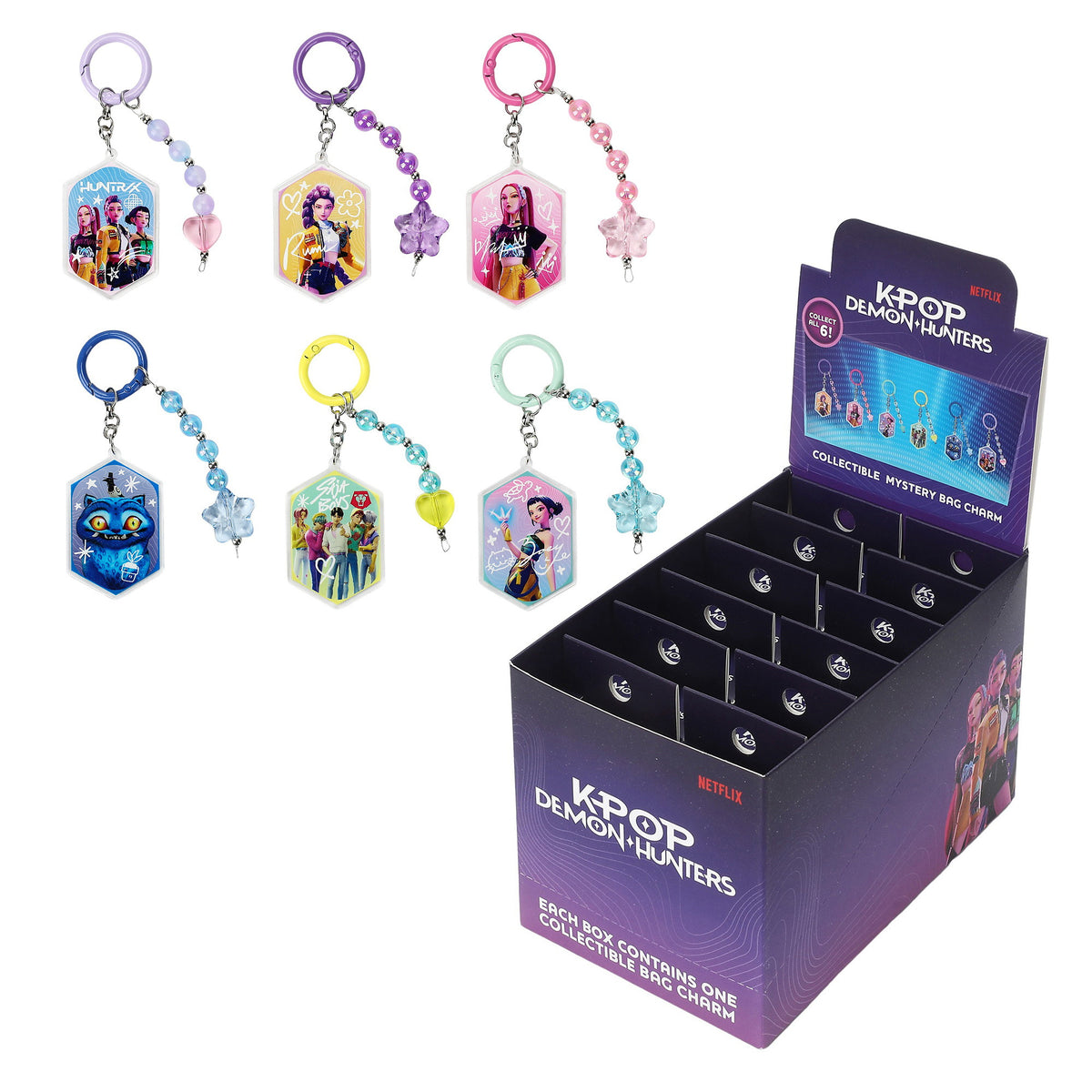 KPop Demon Hunters Multicharacter Acrylic Charm with Beaded Strand