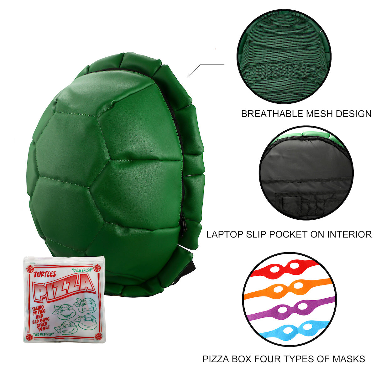 Teenage Mutant Ninja Turtles Shell Backpack With Character Masks