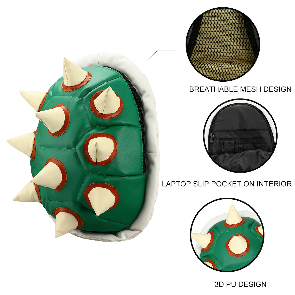 Super Mario Bros Bowser Green Turtle Shell Backpack