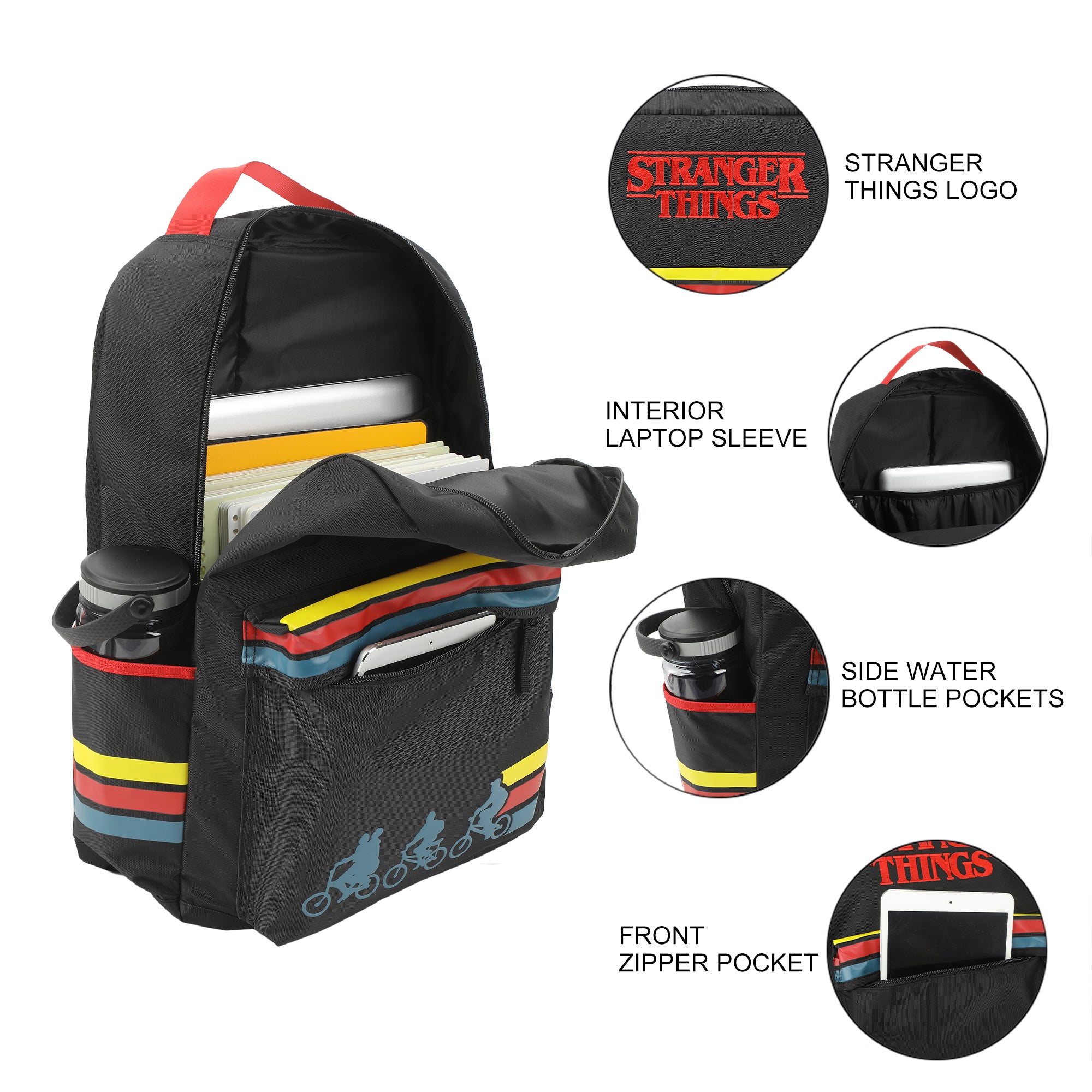 Stranger Things Logo & Silhouettes Black 18.5" Backpack