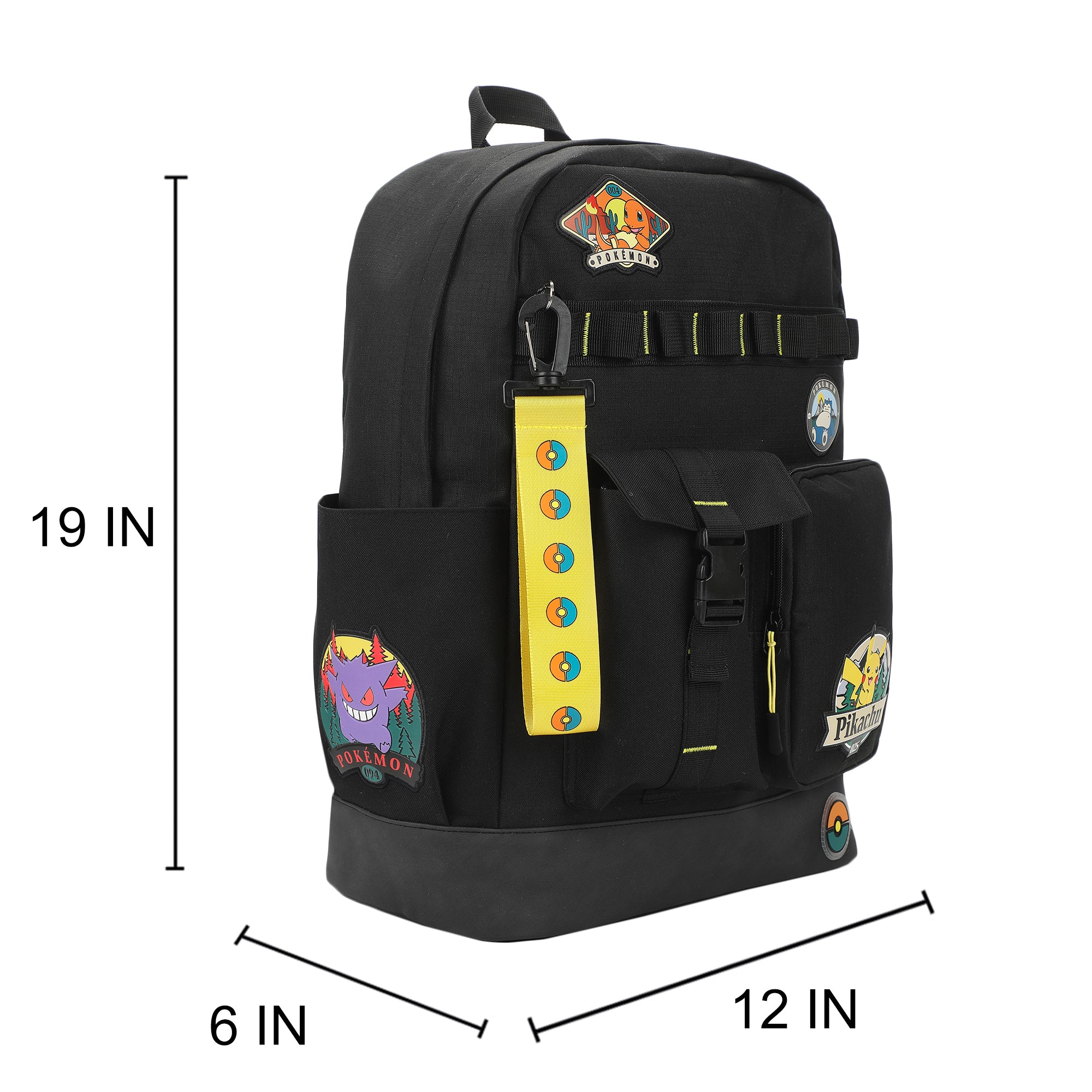 Pokémon Character Patches 19" Black Backpack