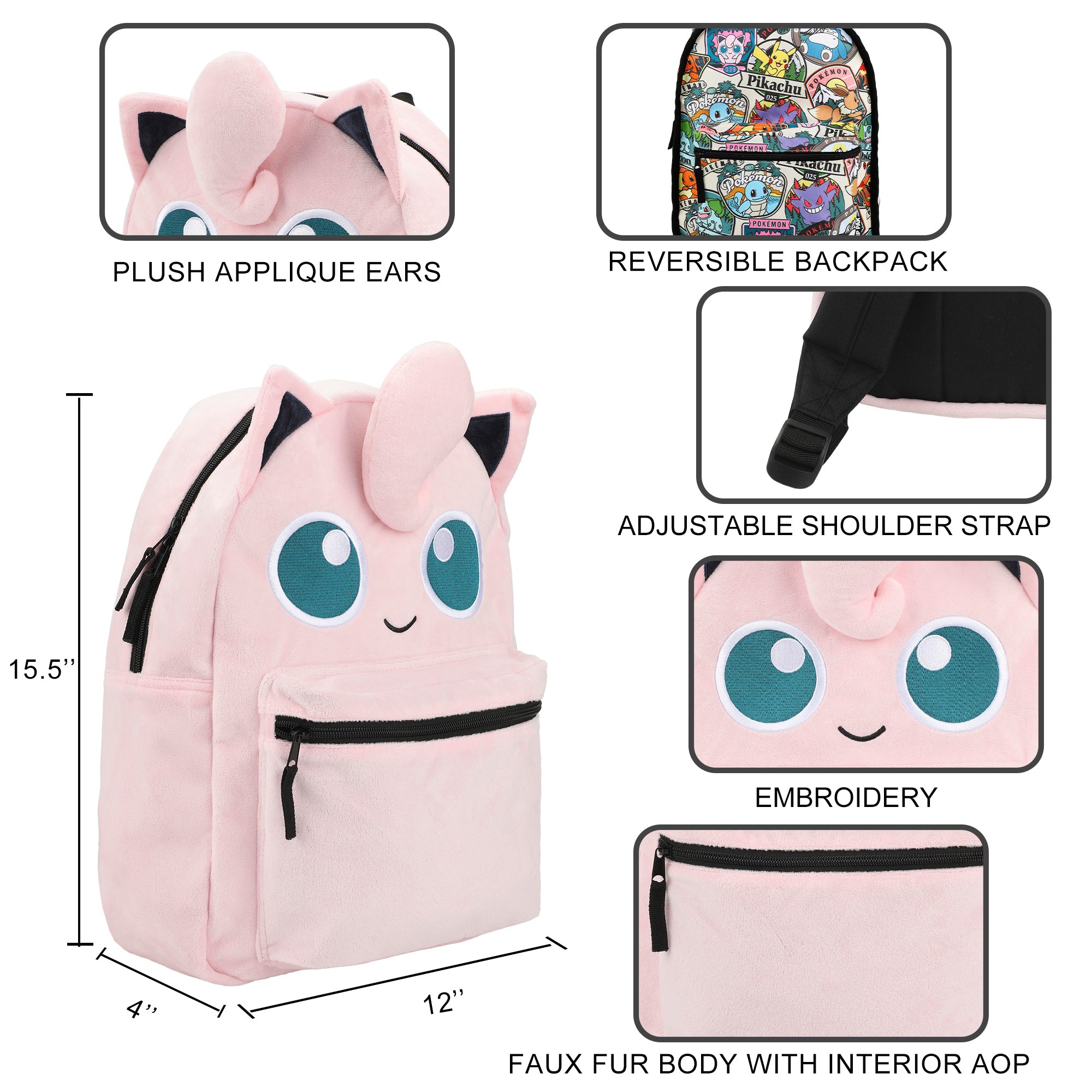 Pokemon Jigglypuff 15.5" Reversible Backpack