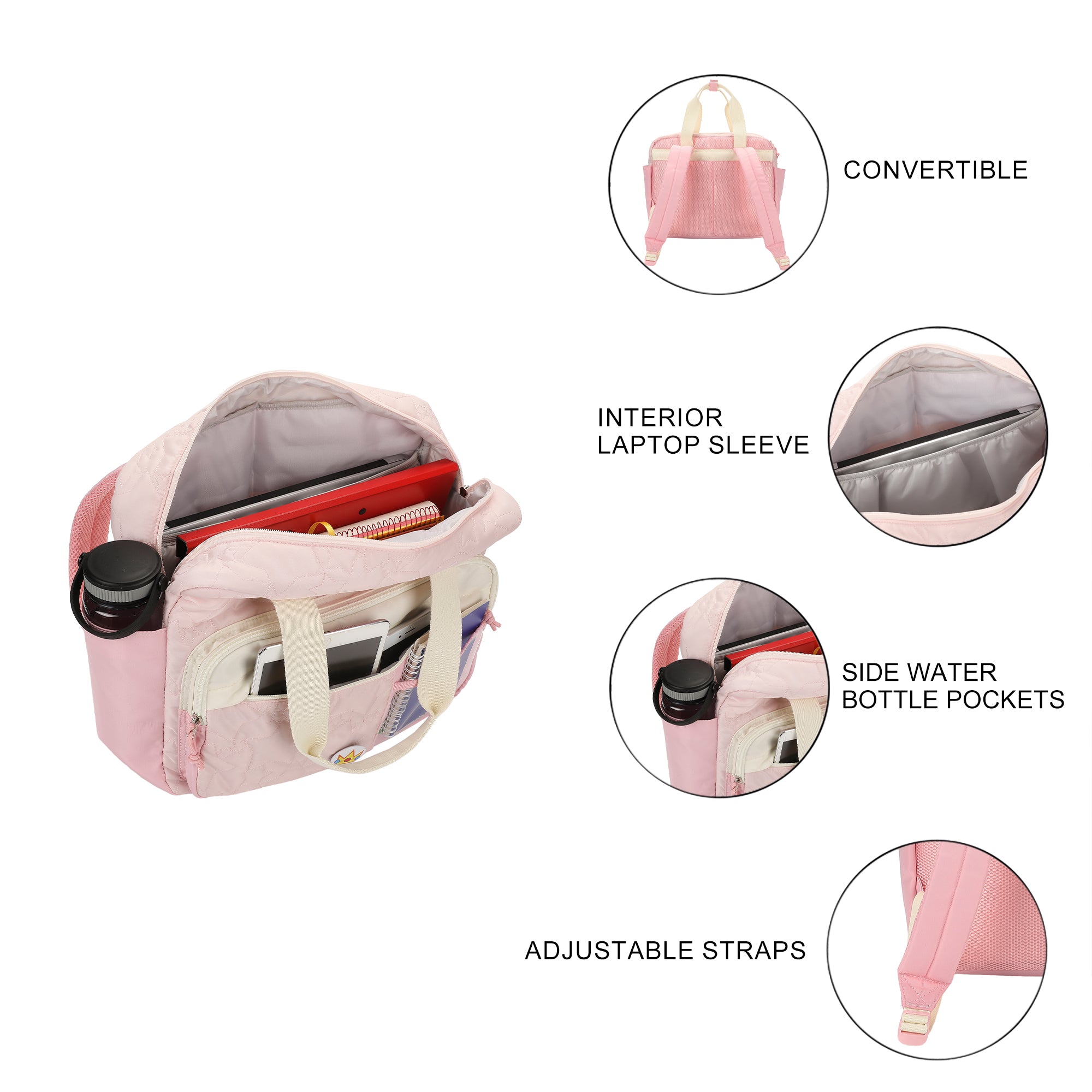 Super Mario Bros Pink Mini Backpack with Character Icons and Adjustable Straps