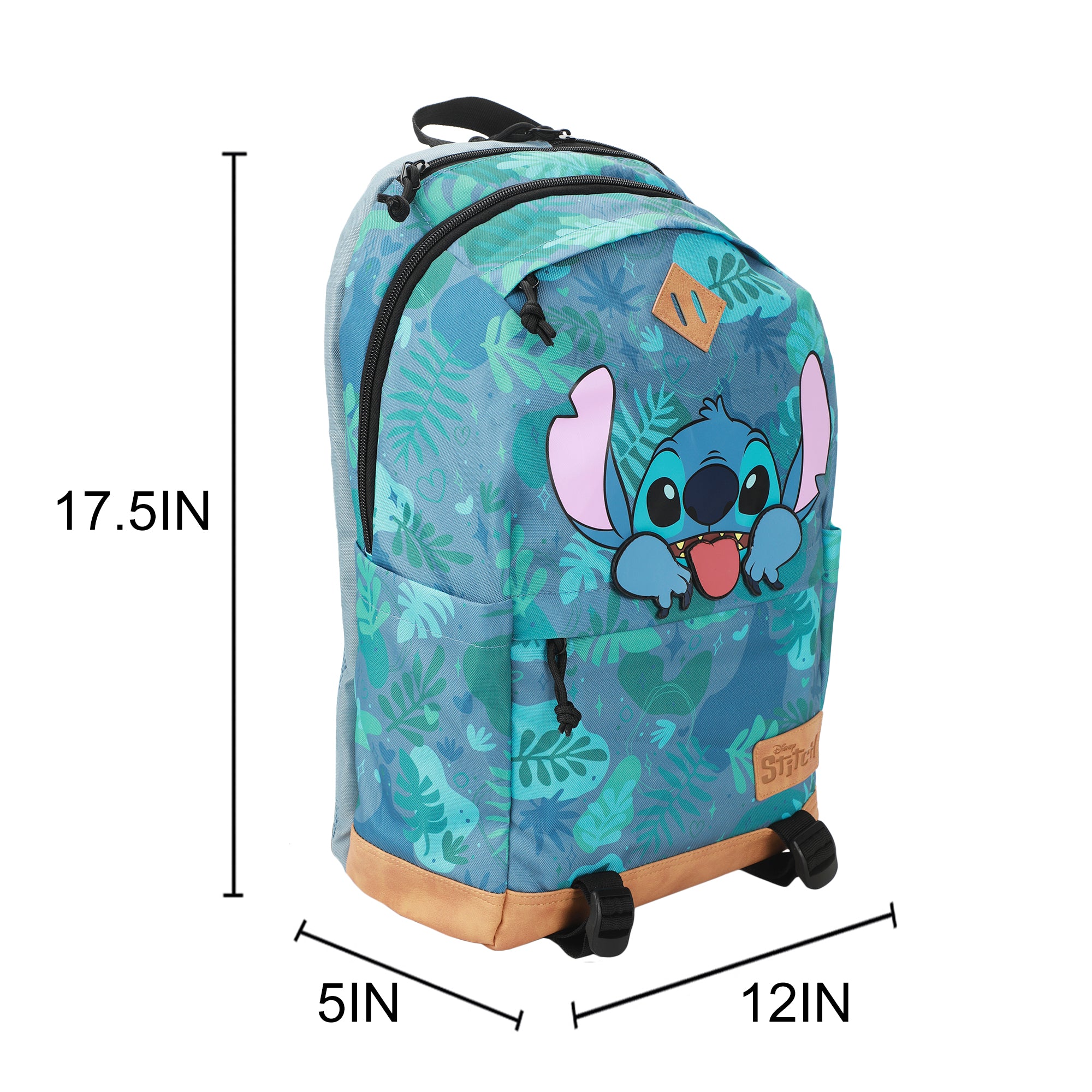 Disney Stitch Tropical Print 17.5" Hooded Backpack
