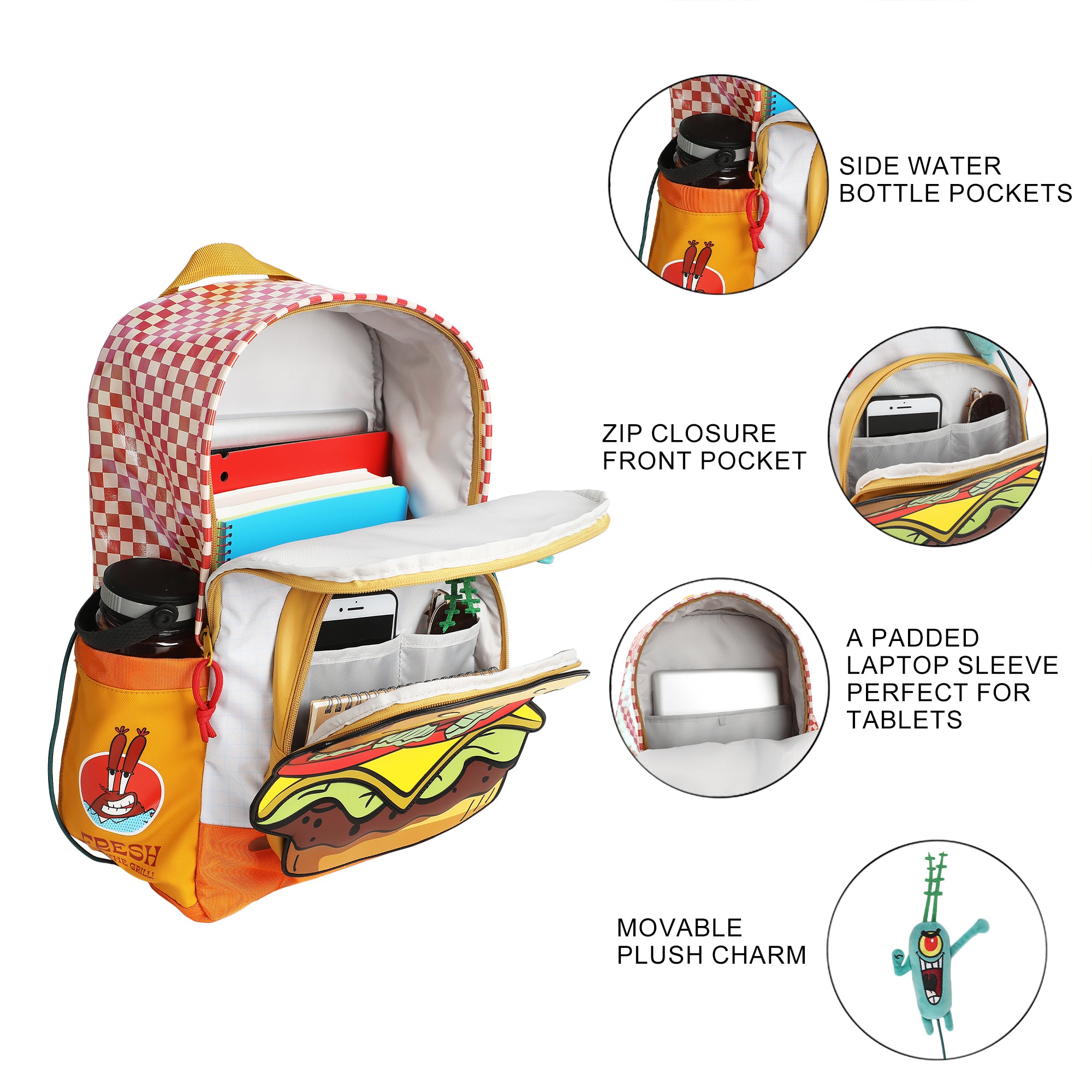 Spongebob Squarepants Krabby Patty Meal Adult 17.5" Backpack