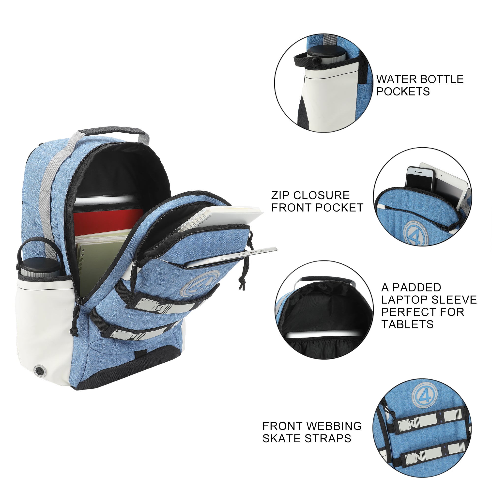 Fantastic Four Team Logo 17.5" Blue Adult Backpack