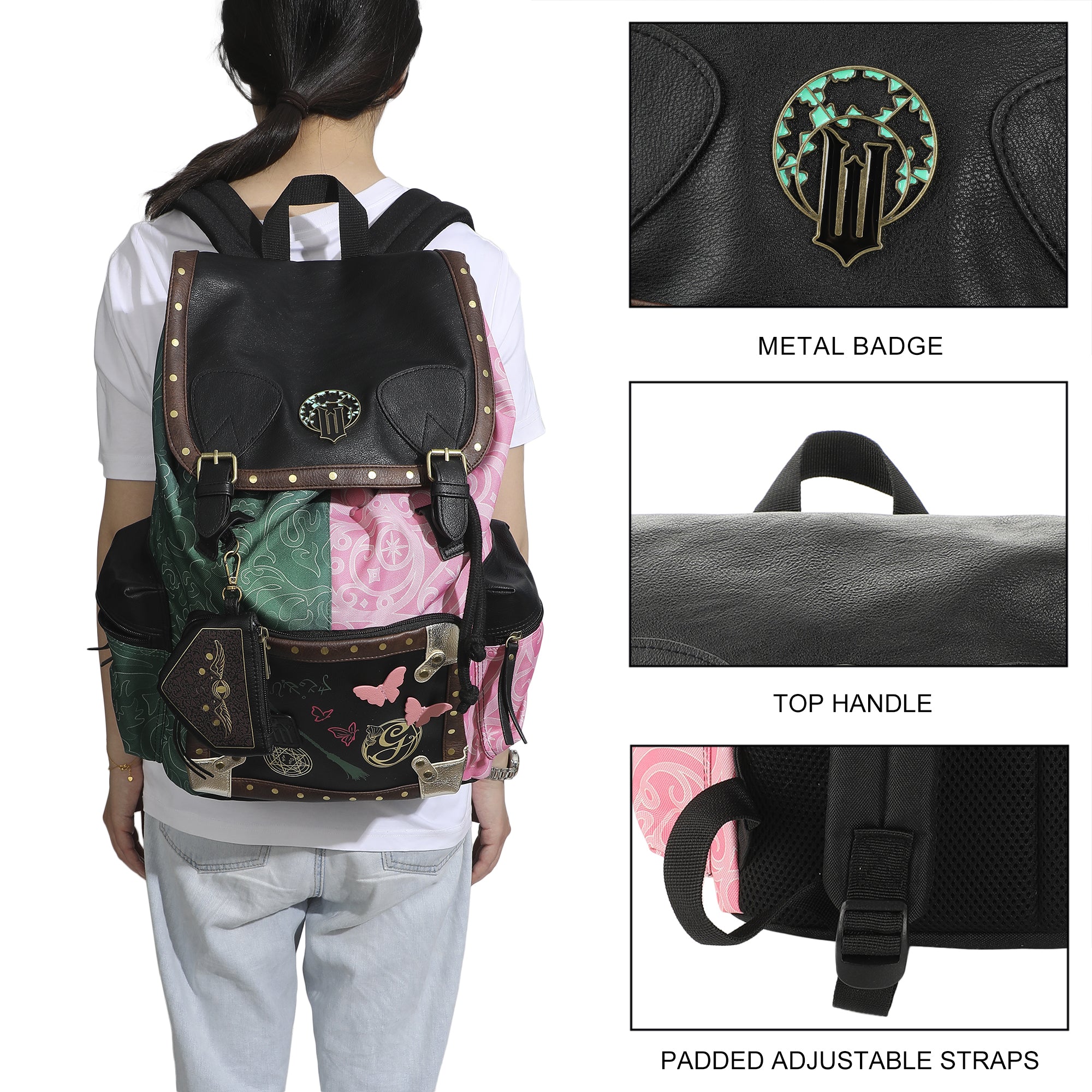 Wicked Magical Icons Spilt 18" Pink & Green Rucksack