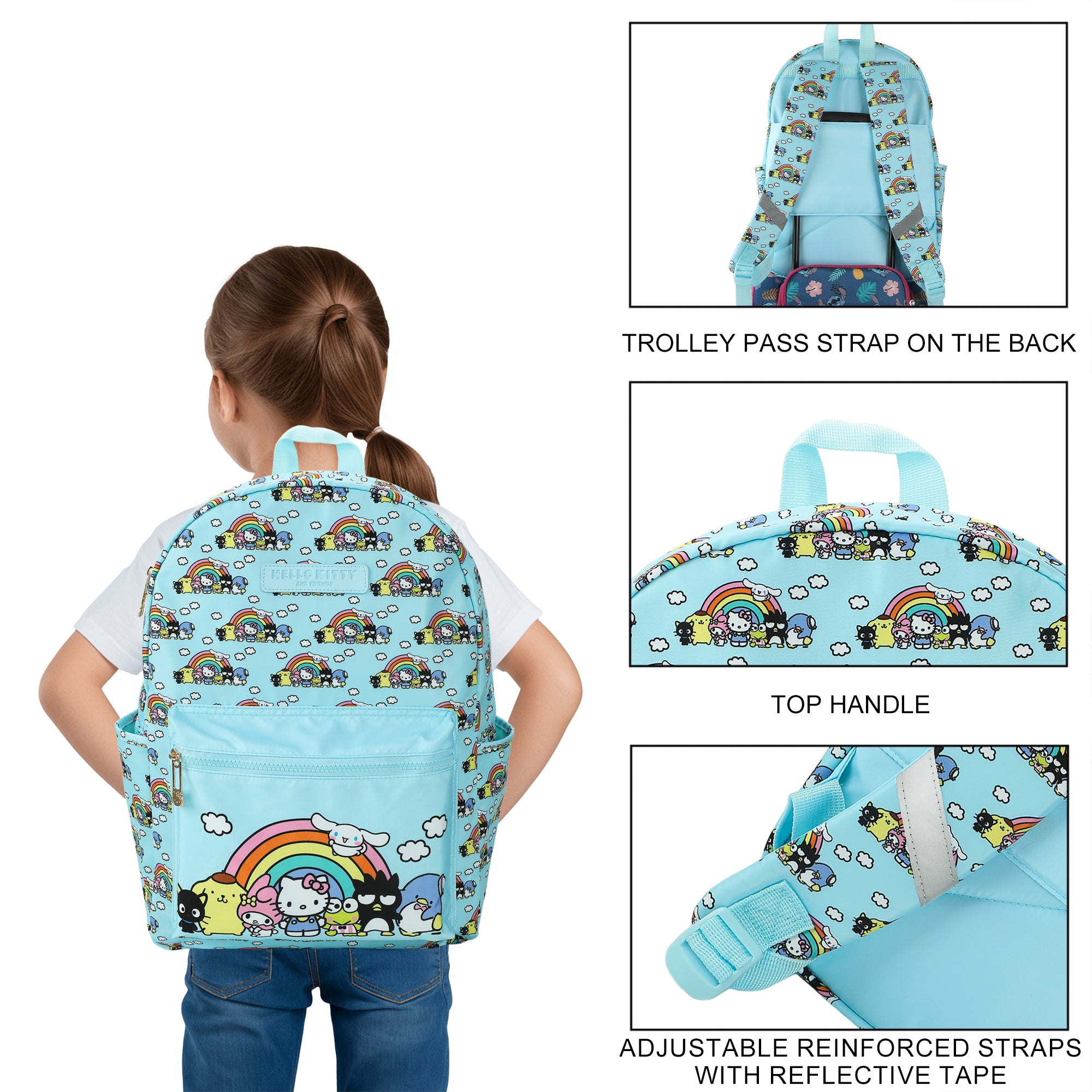 bioworld hello kitty backpack Hello Kitty And Friends Favorite Characters Adult 16.5" Nylon Travel B – Bioworld