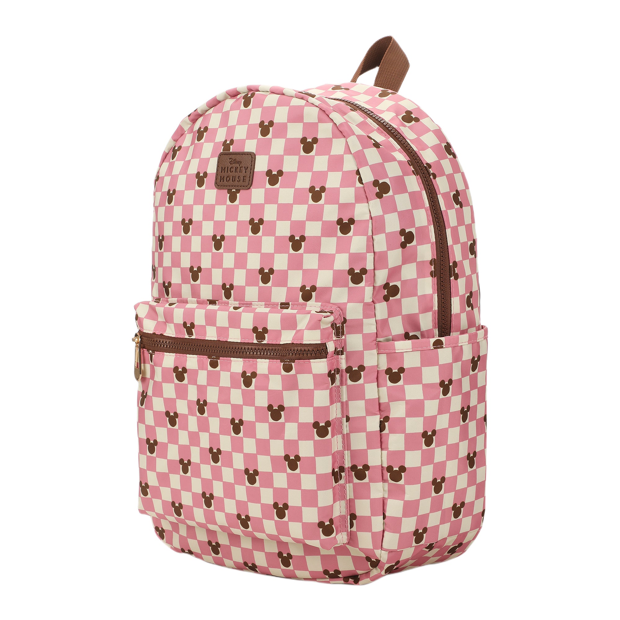 Disney Mickey Mouse Adult Pink Checkered 16.5" Travel Backpack