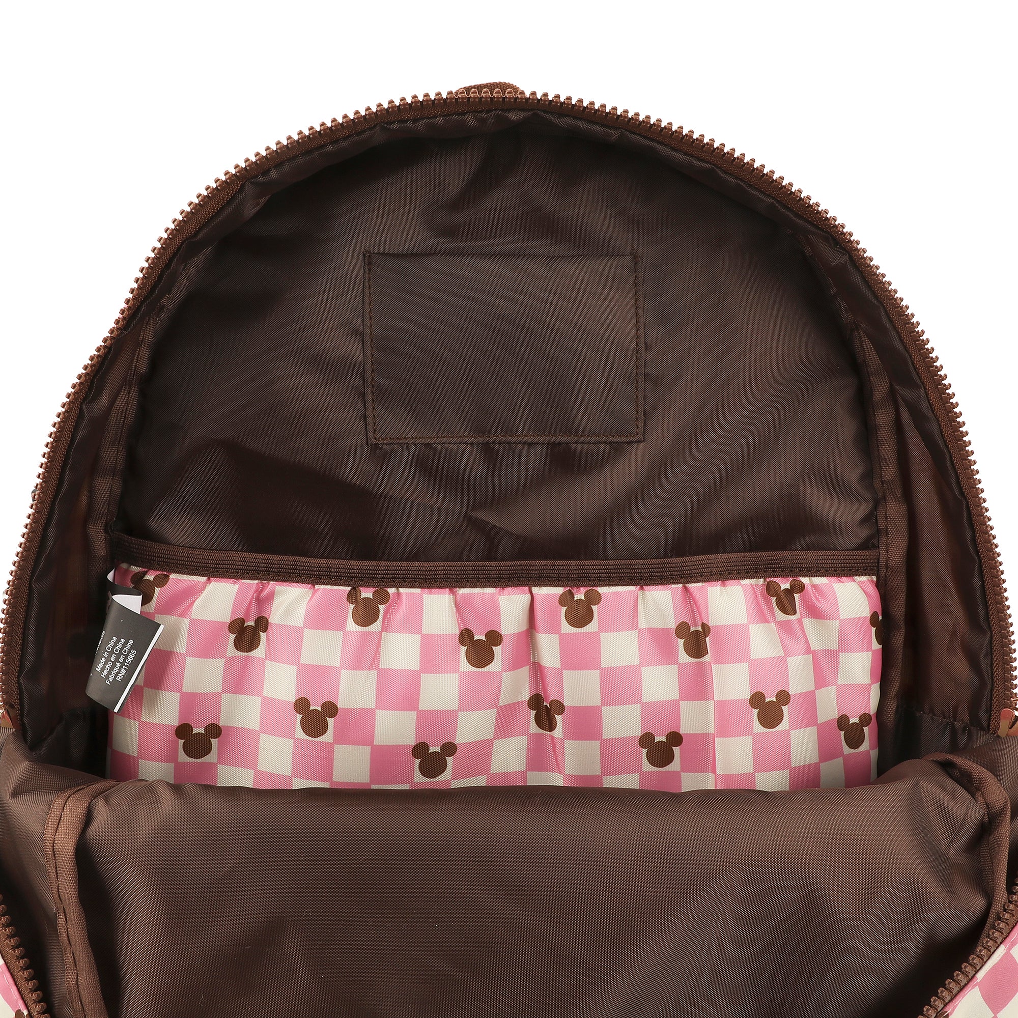 Disney Mickey Mouse Adult Pink Checkered 16.5" Travel Backpack