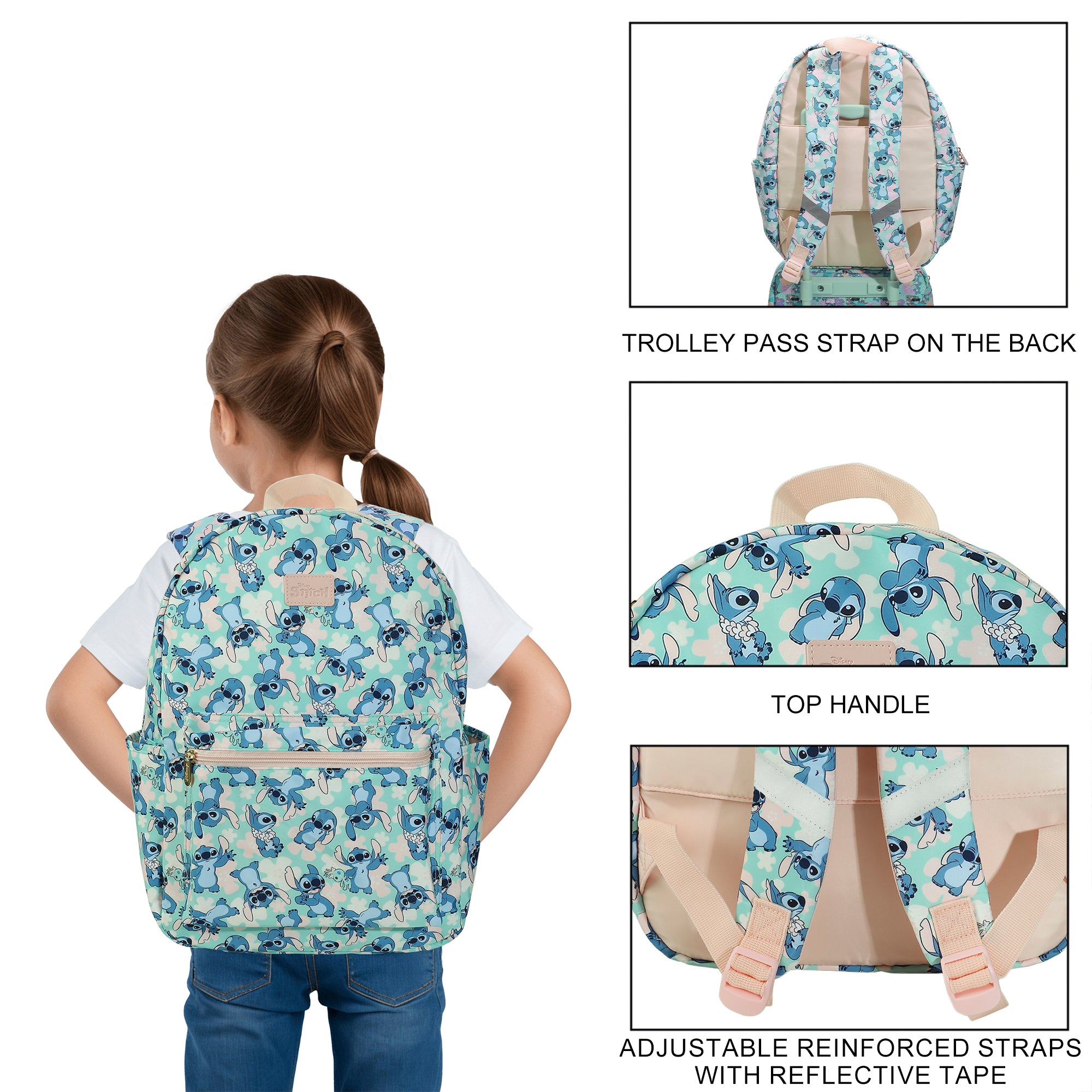 Disney's Stitch All-Over Print Adult 16.5" Nylon Adult Travel Backpack