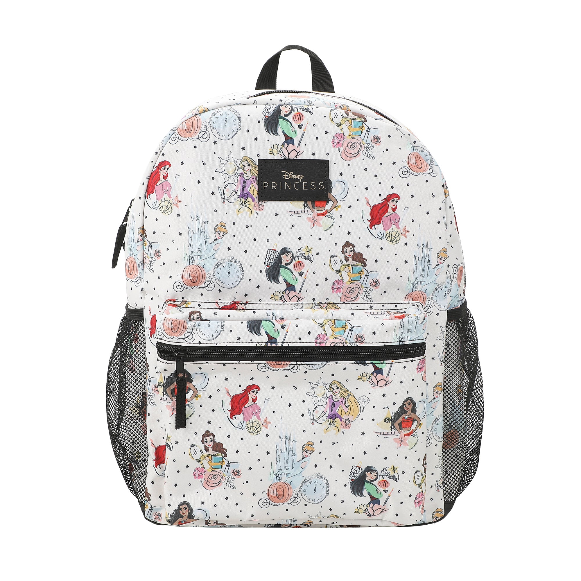 Disney Princess Characters All-Over Print 16" White Backpack
